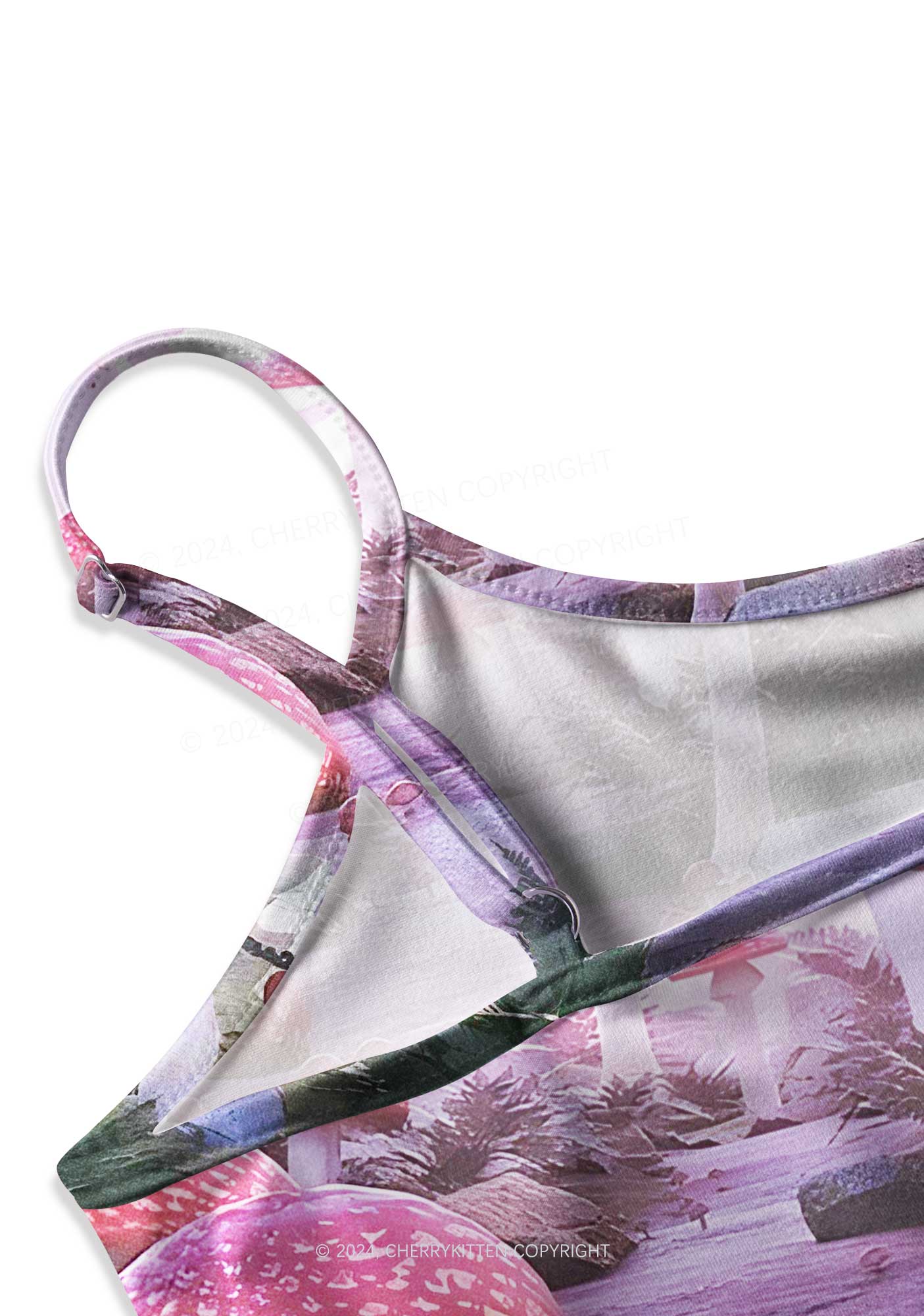 Pink Mushroom Y2K Print Cami Crop Top Cherrykitten - Image 2