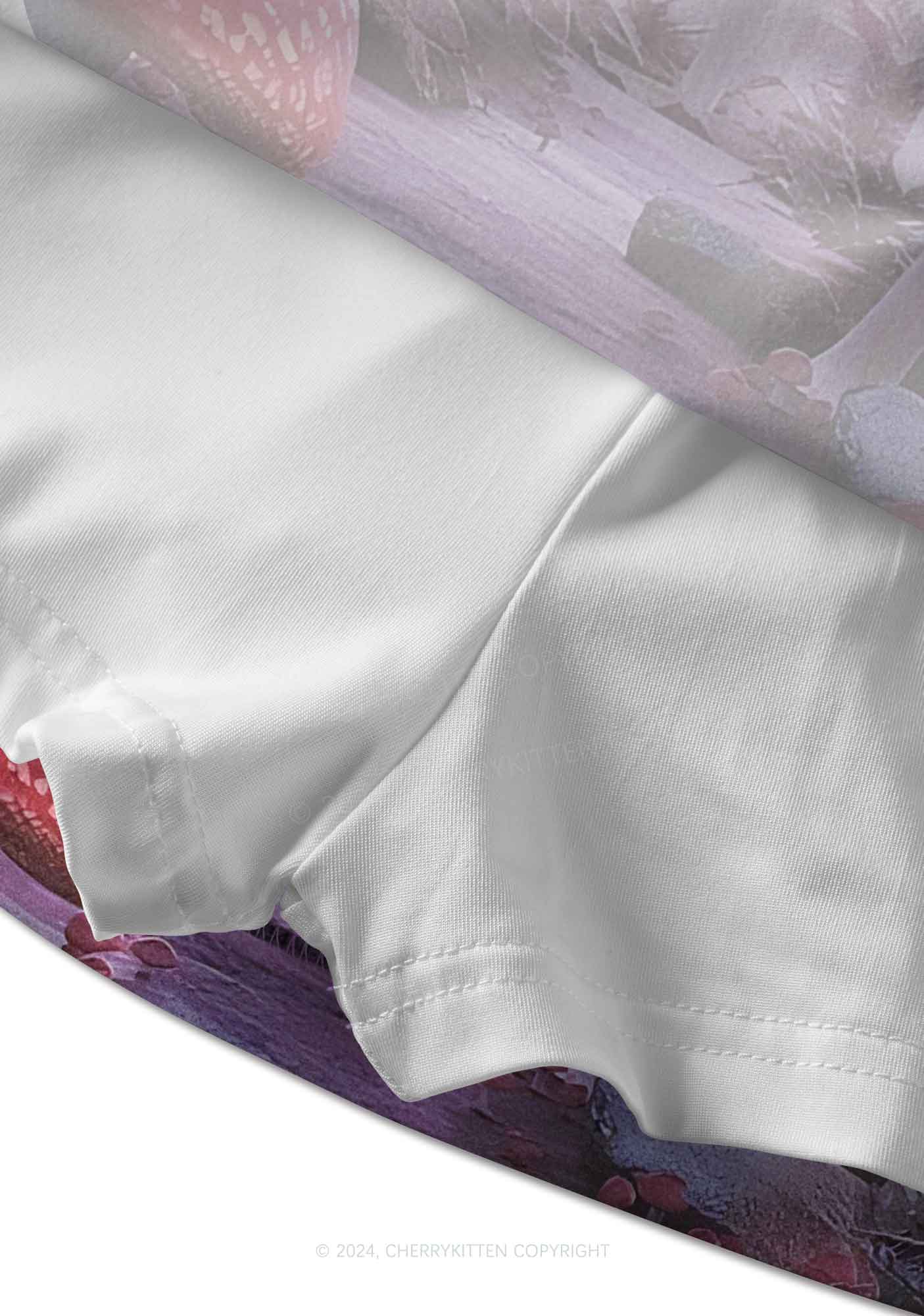 Pink Mushroom Y2K Print Mini Skirt Cherrykitten - Image 2