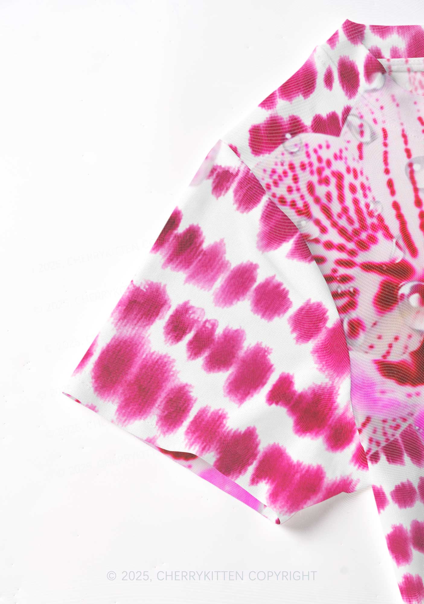 Pink Orchid Dewdrops Y2K Mesh Crop Top Cherrykitten - Image 4