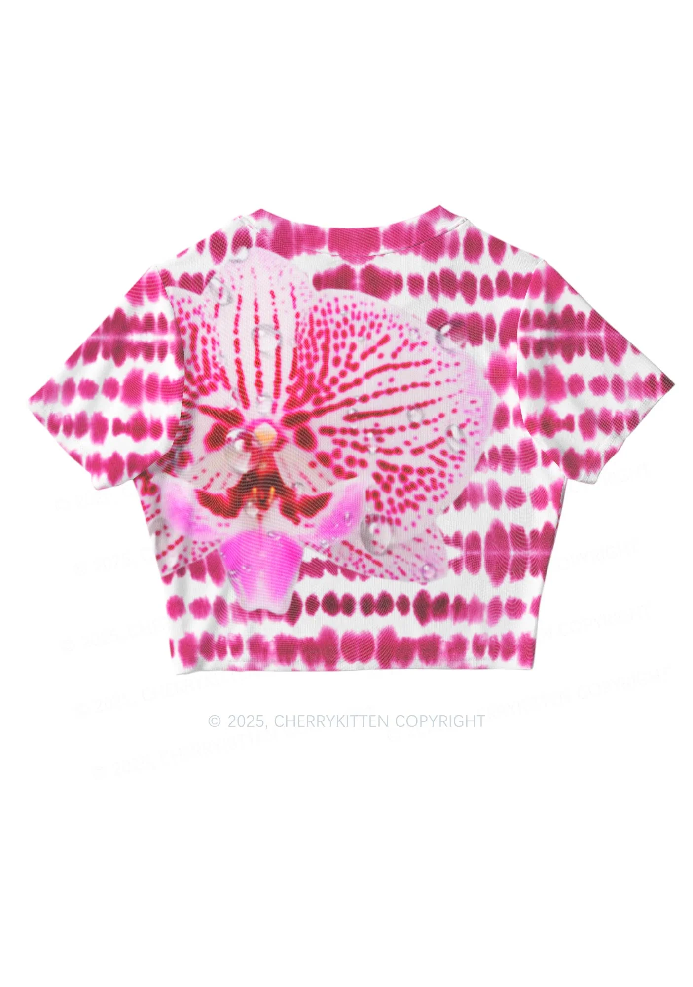 Pink Orchid Dewdrops Y2K Mesh Crop Top Cherrykitten - Image 5