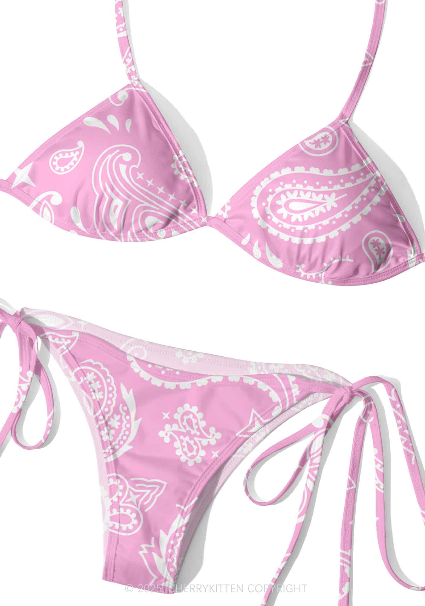 Pink Paisley Y2K Print Bikini Set Cherrykitten - Image 3