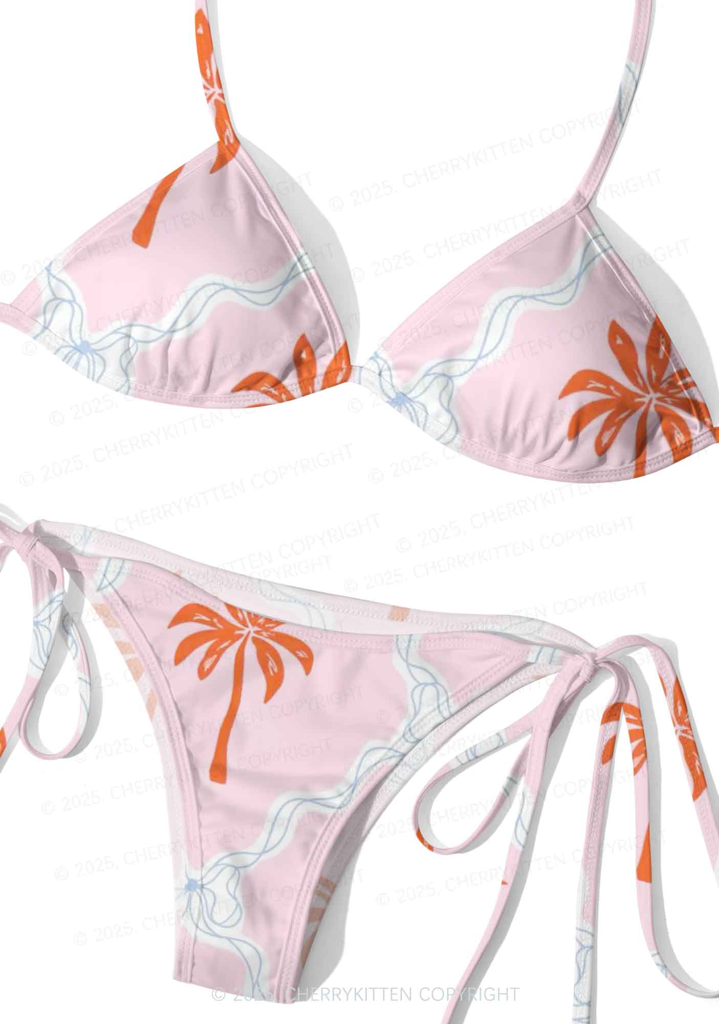 Pink Palm Y2K Print Bikini Set Cherrykitten - Image 3