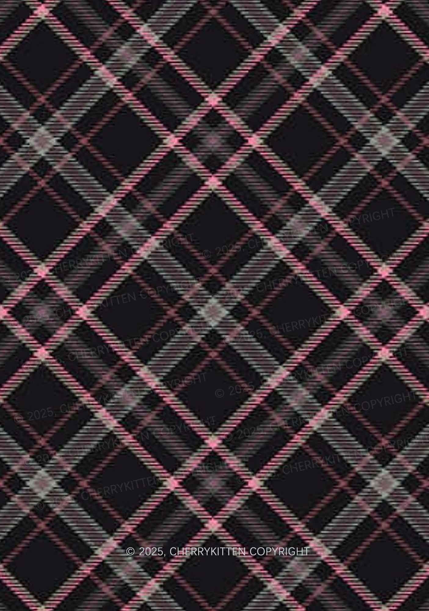 Pink Plaid Y2K Print Long Sleeve Pajama Set Cherrykitten - Image 2
