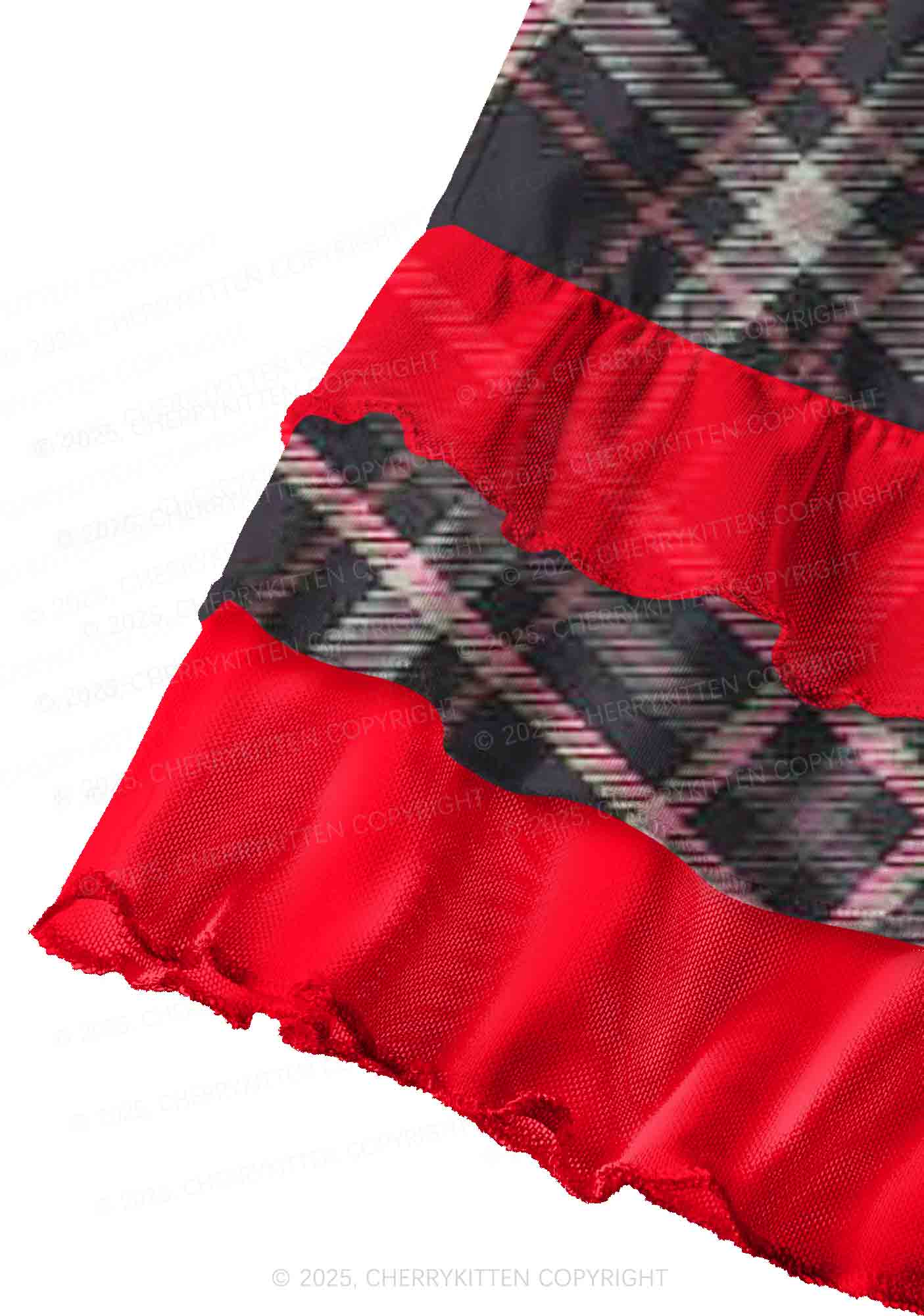 Pink Plaid Y2K Print Mini Layered Skirt Cherrykitten - Image 3