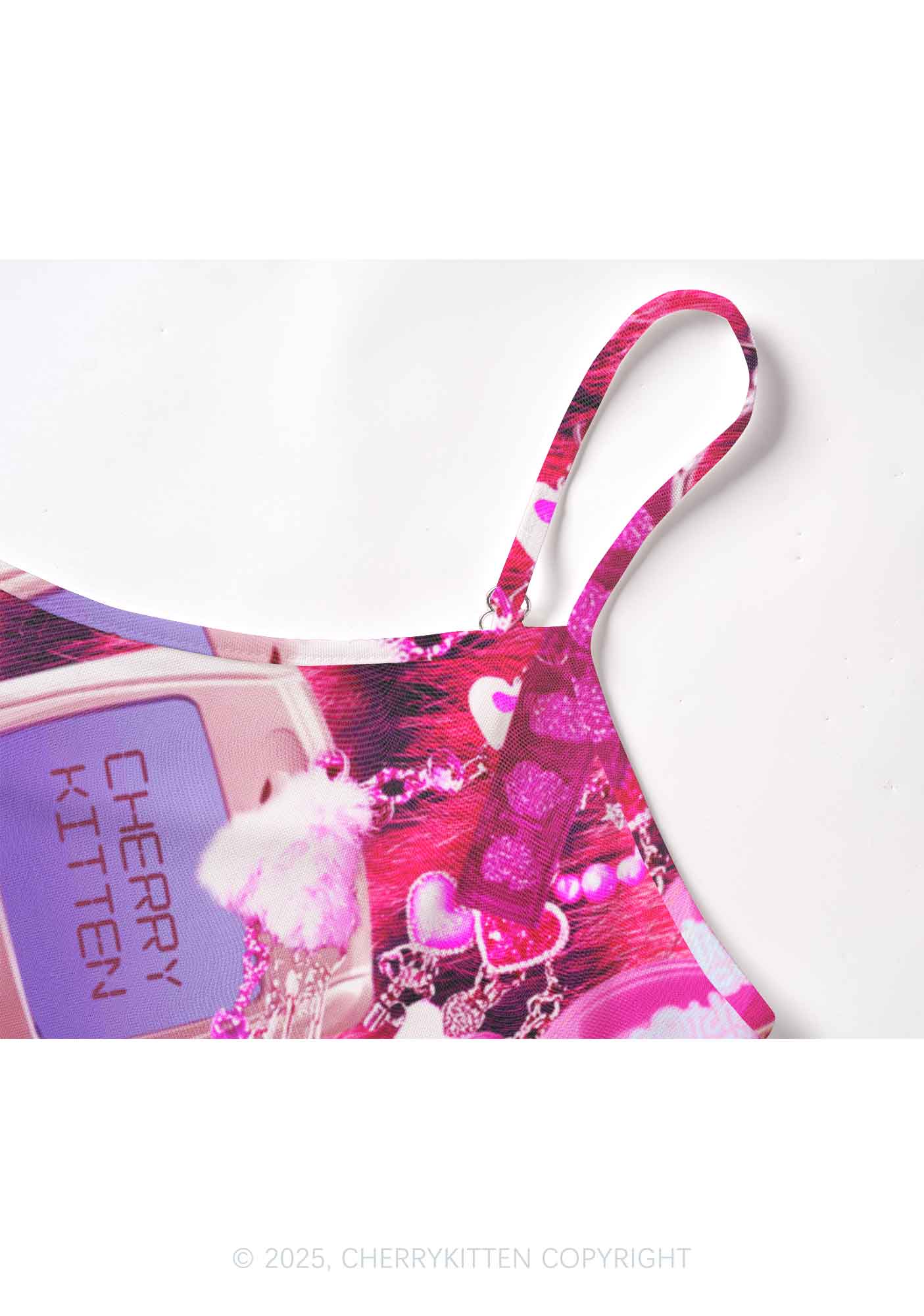Pink Plush Phone Y2K Mesh Cami Tank Cherrykitten - Image 4