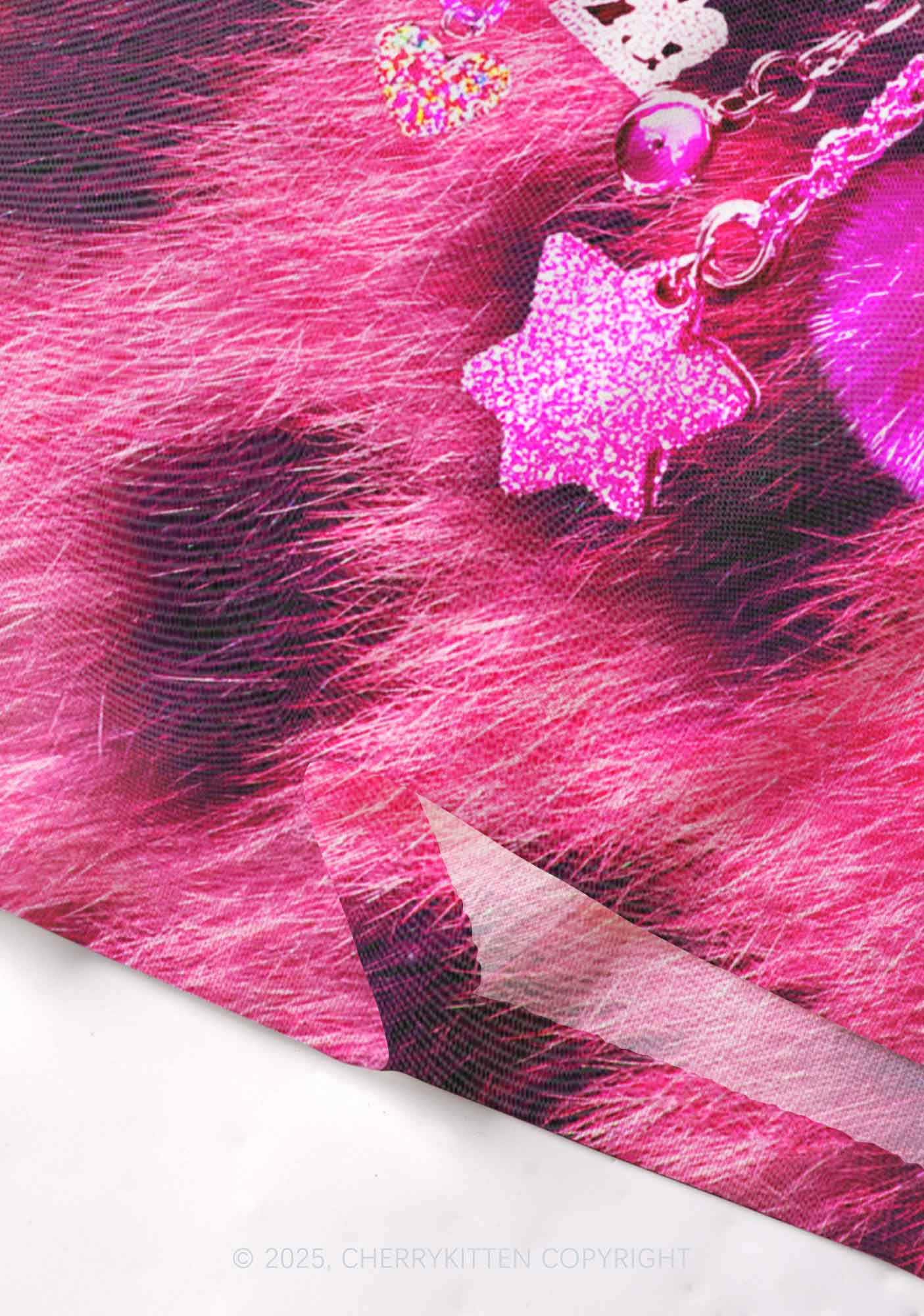 Pink Plush Phone Y2K Mesh Cami Tank Cherrykitten - Image 5