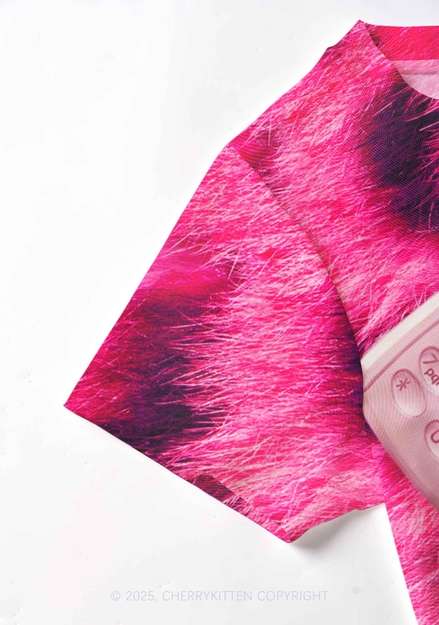 Pink Plush Phone Y2K Mesh Crop Top Cherrykitten - Image 4