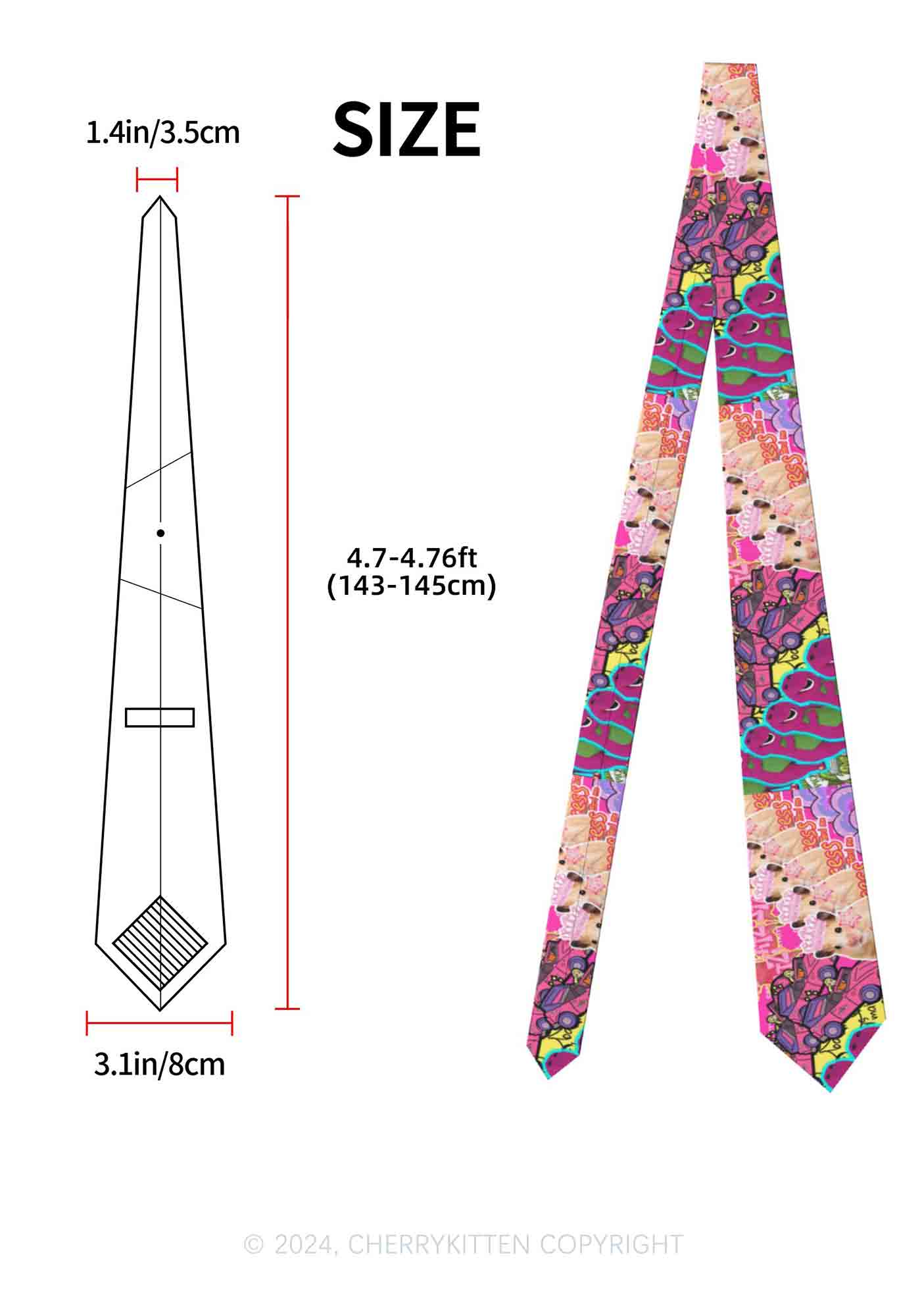 Pink Rat Y2K Necktie Cherrykitten - Image 2
