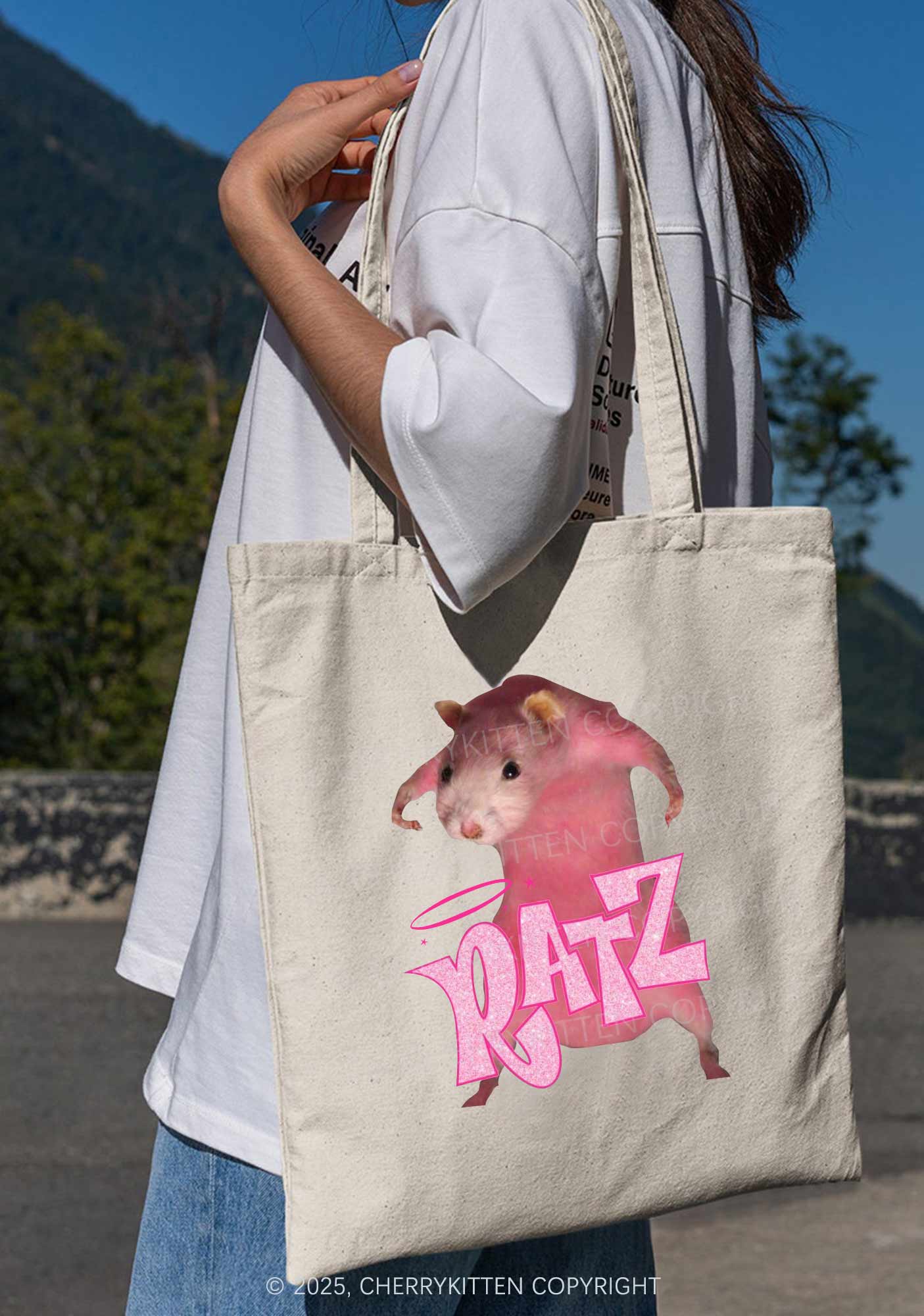 Pink Ratz Y2K Canvas Tote Bag Cherrykitten - Image 3