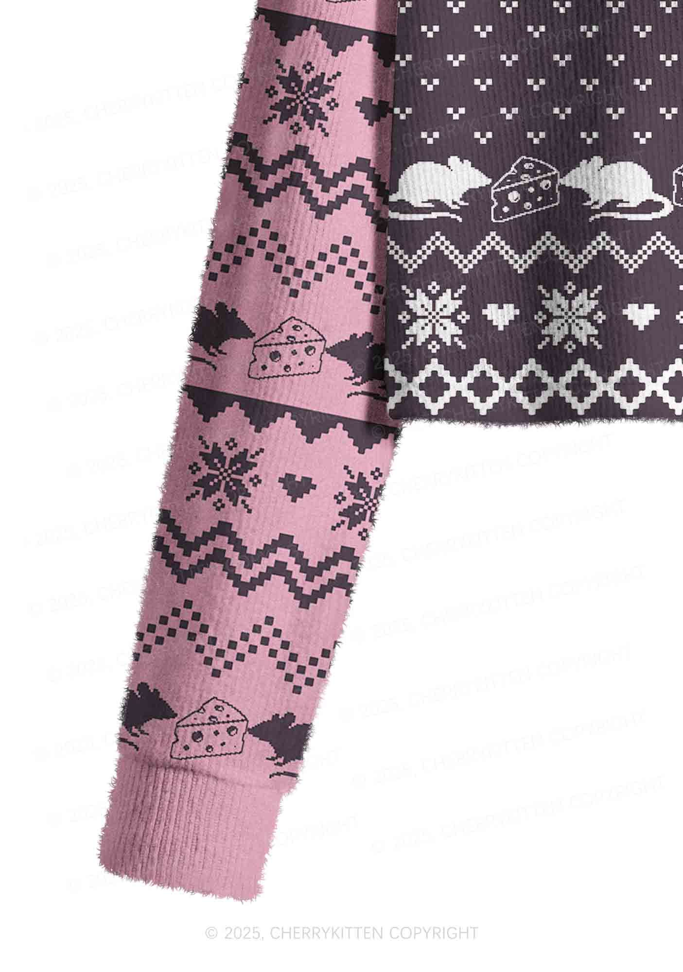 Pink Ratz Y2K Christmas Crop Knit Sweatshirt Cherrykitten - Image 5