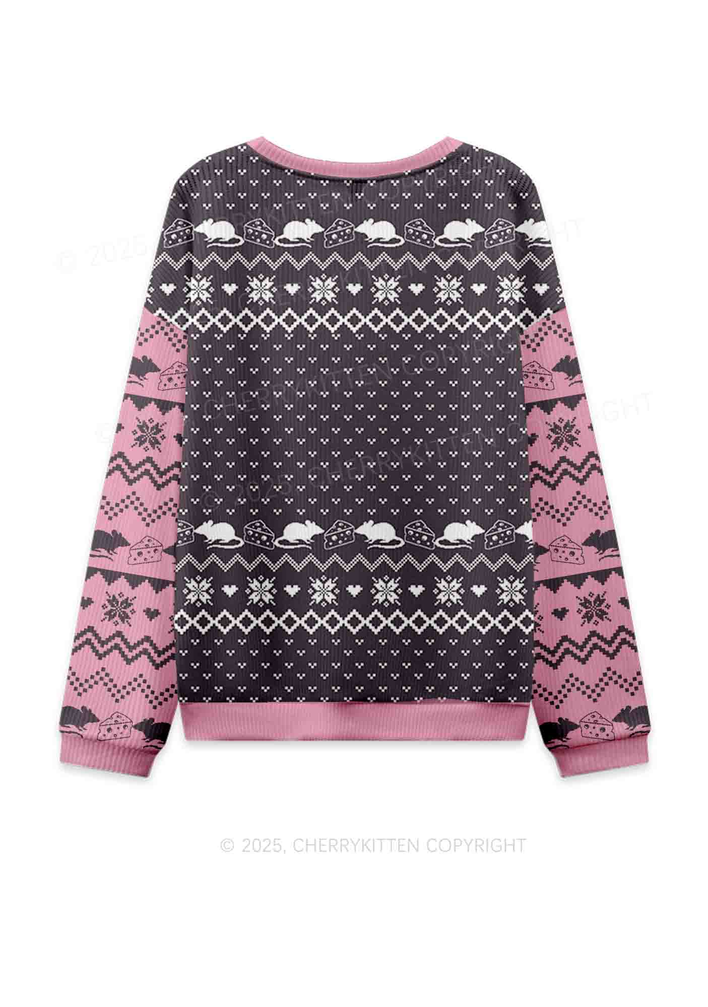 Pink Ratz Y2K Christmas Knit Sweatshirt Cherrykitten - Image 2