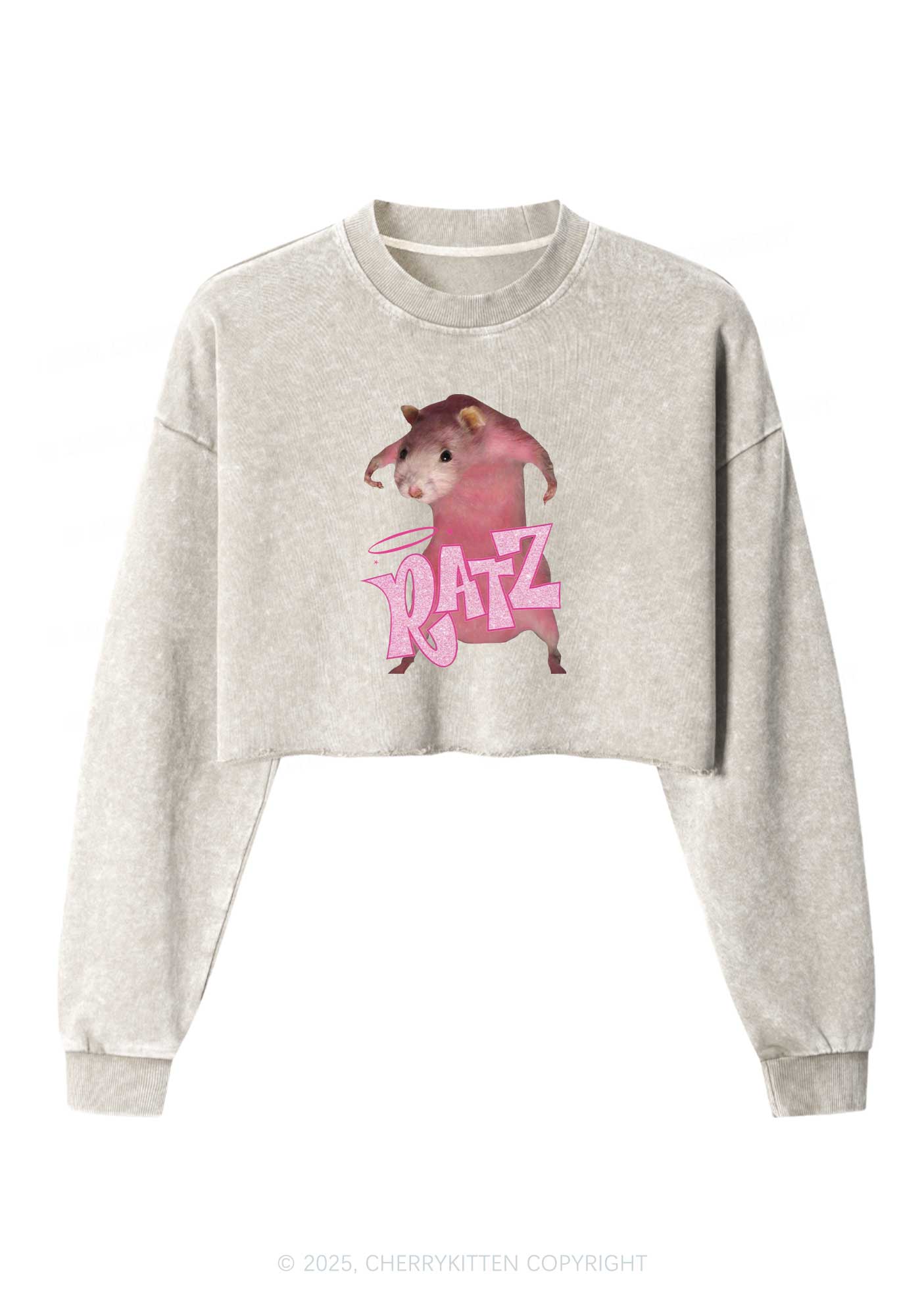 Pink Ratz Y2K Crop Washed Sweatshirts Cherrykitten - Image 4