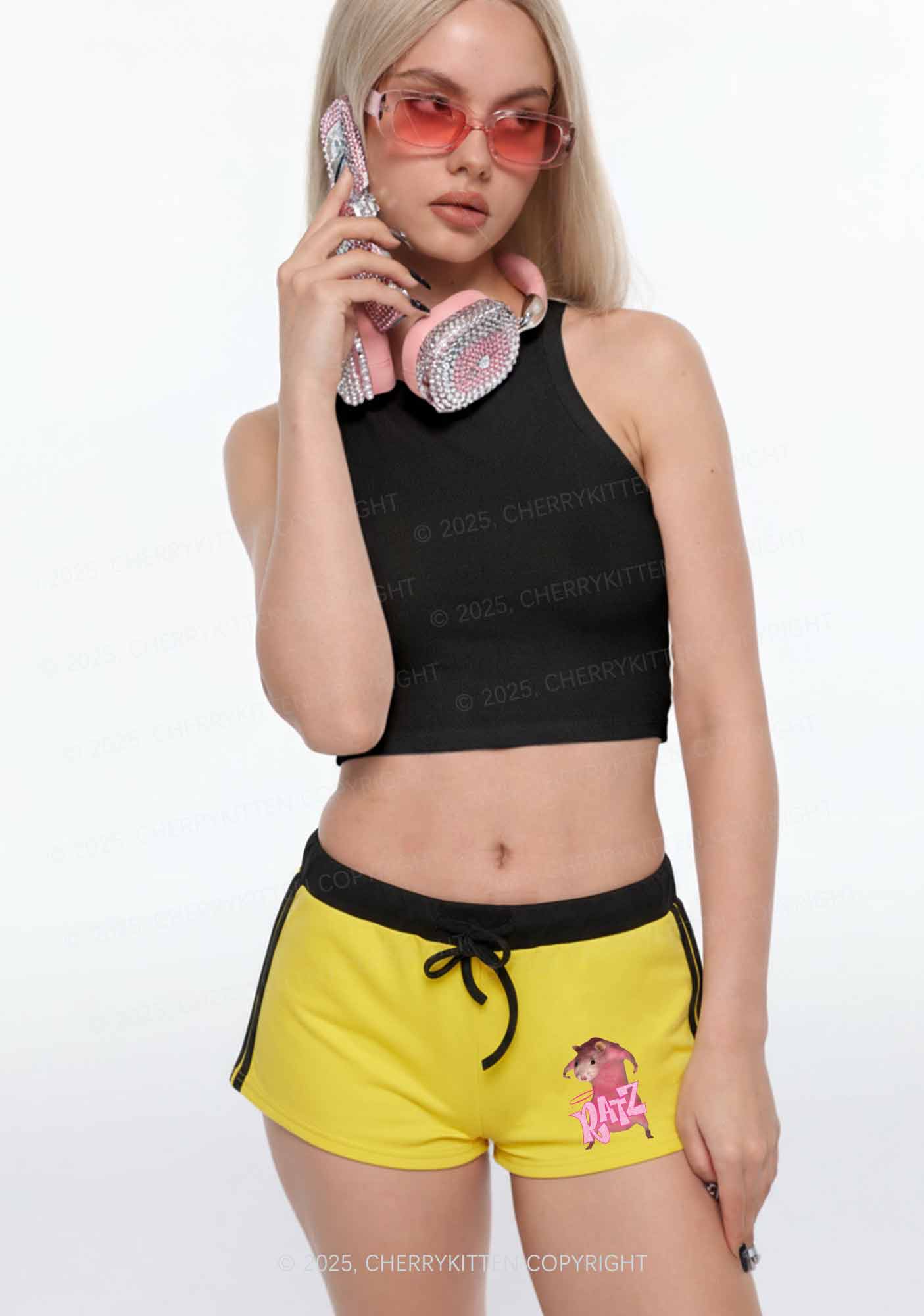 Pink Ratz Y2K Drawstring Mini Shorts Cherrykitten - Image 2
