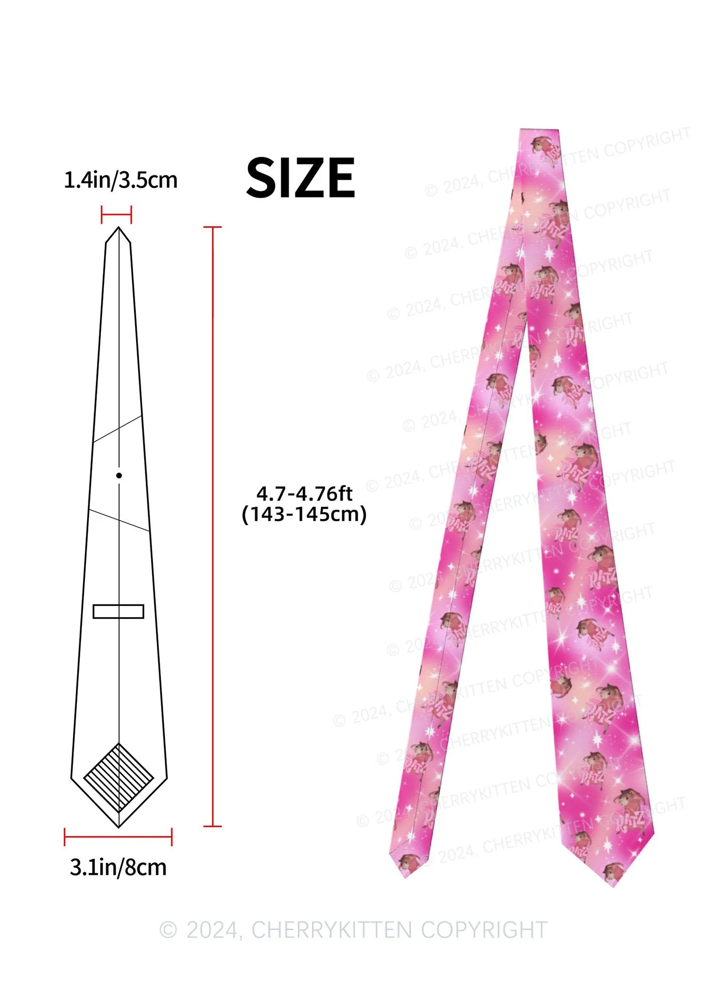 Pink Ratz Y2K Necktie Cherrykitten - Image 2