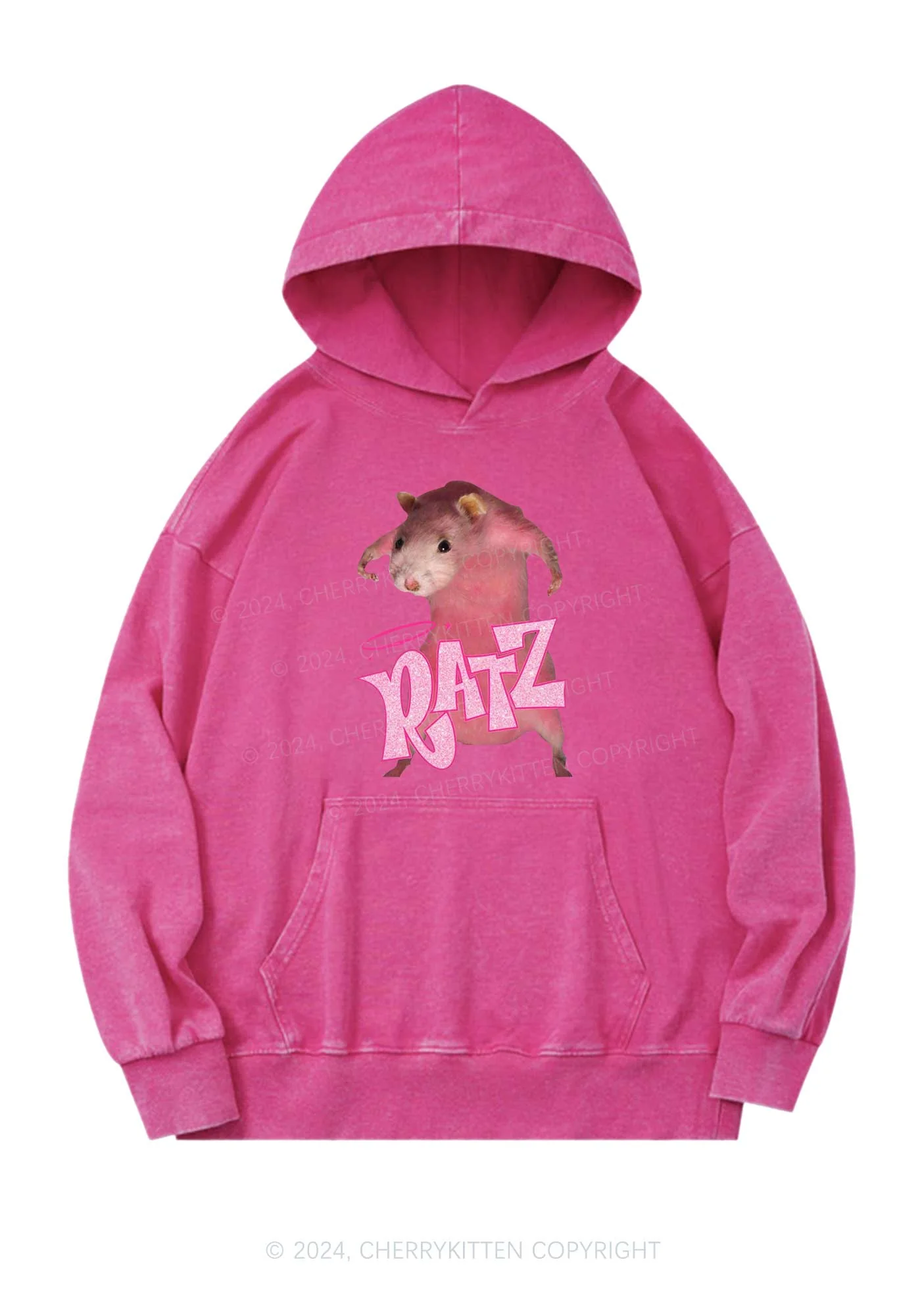 Pink Ratz Y2K Washed Hoodie Cherrykitten - Image 3