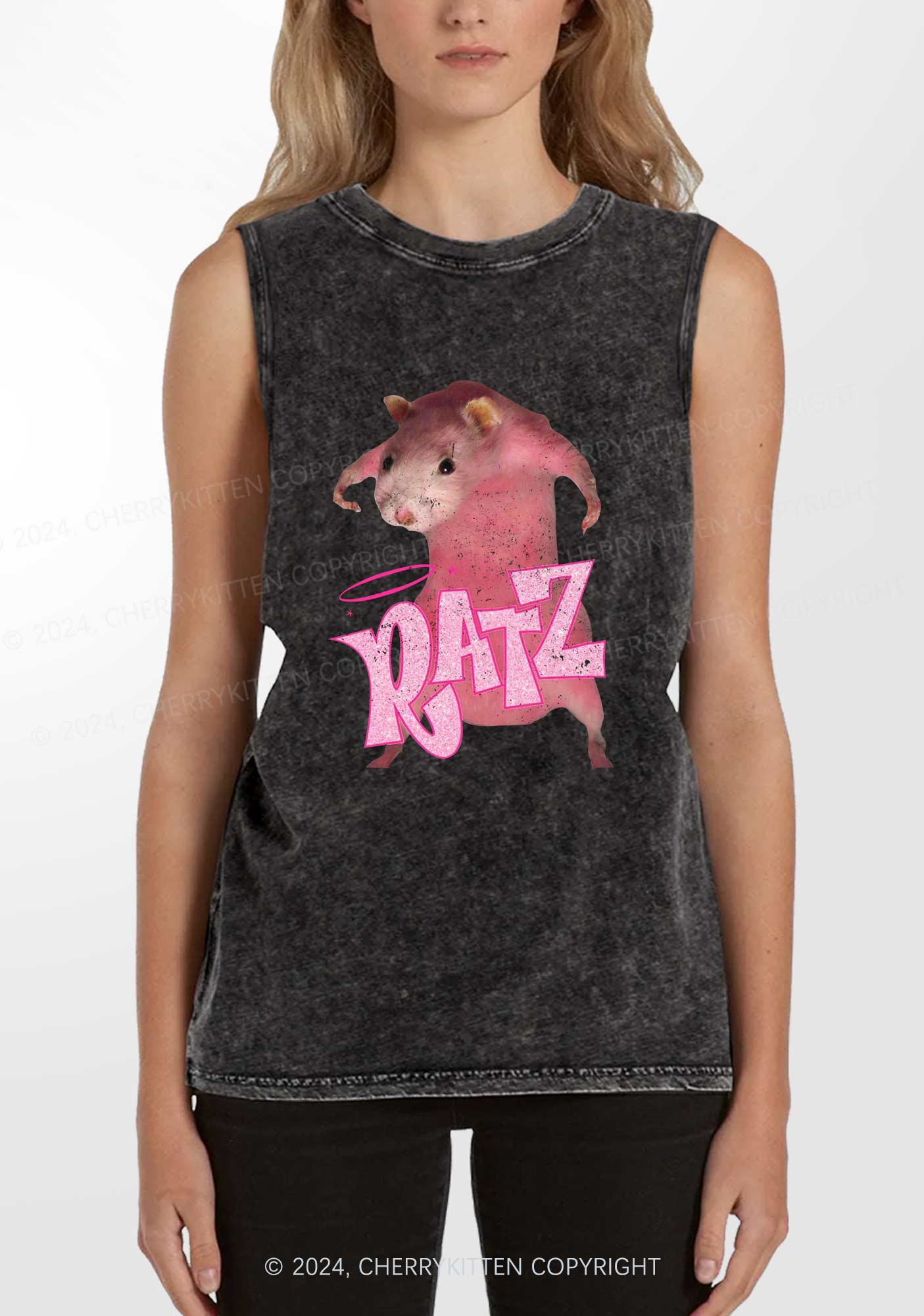 Pink Ratz Y2K Washed Tank Cherrykitten - Image 2
