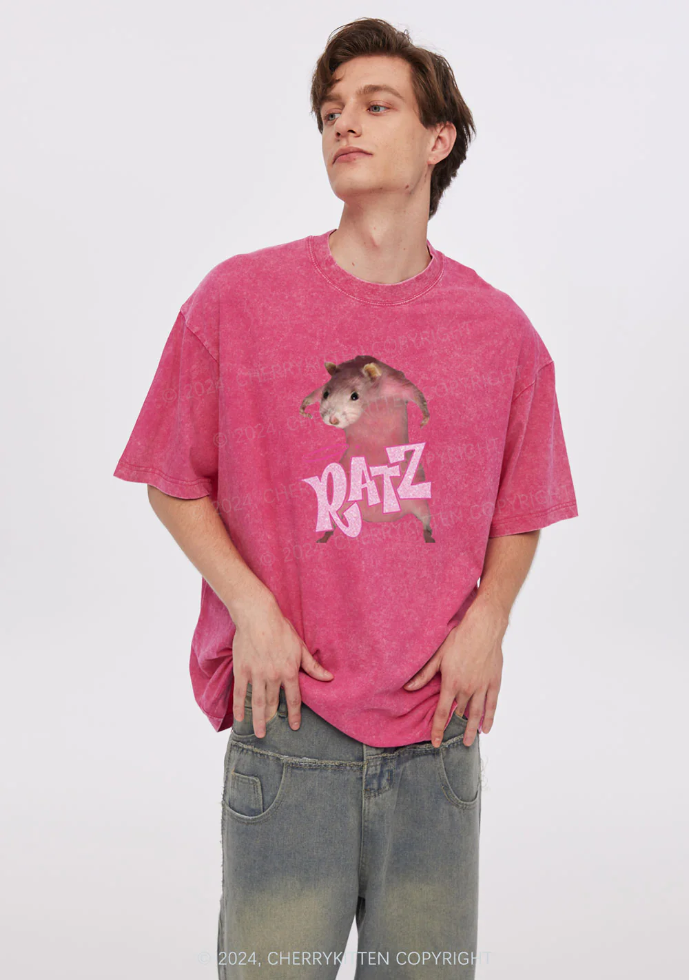 Pink Ratz Y2K Washed Tee Cherrykitten - Image 3