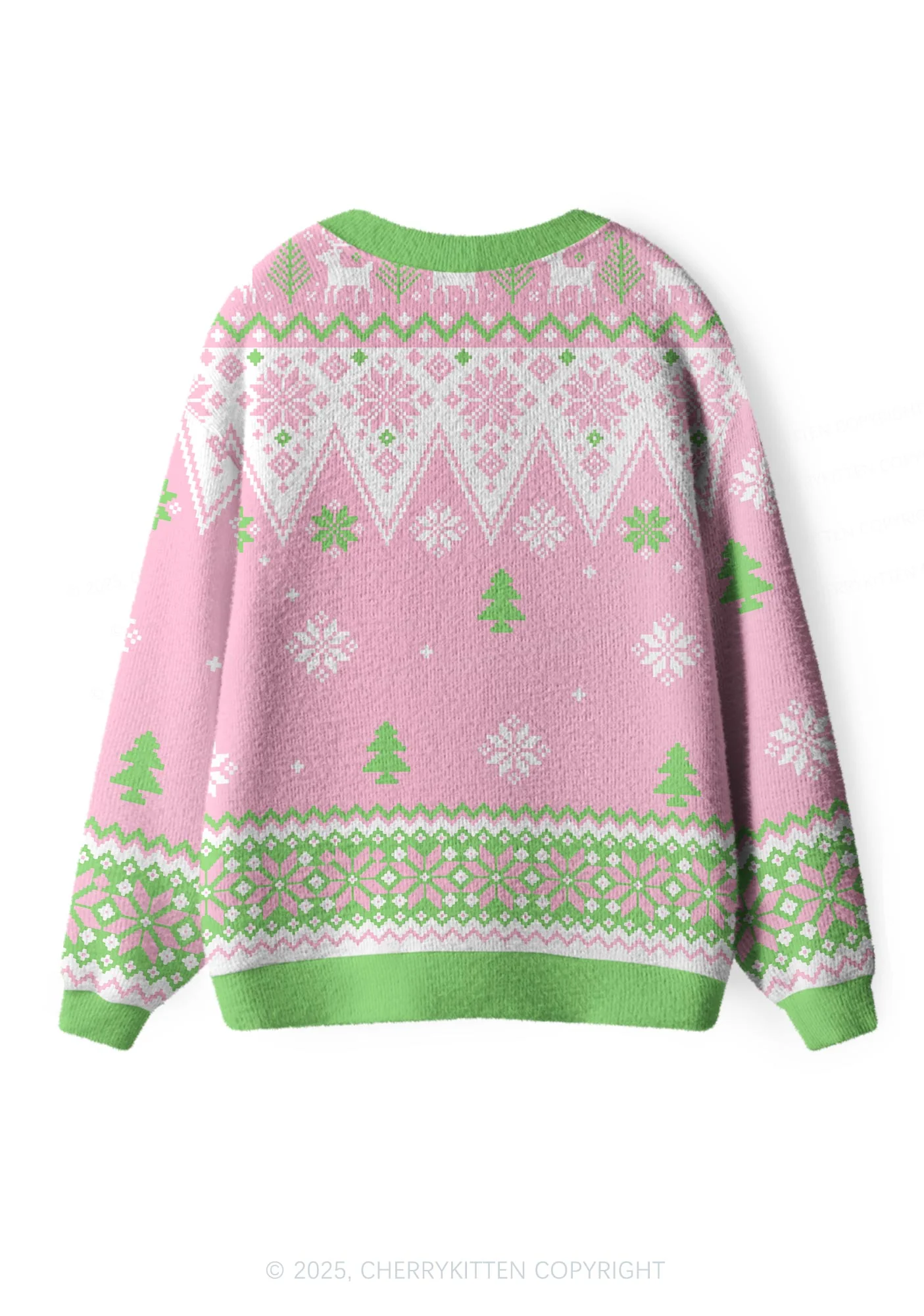 Pink Santa Y2K Christmas Cardigan Knit Sweatshirt Cherrykitten - Image 2