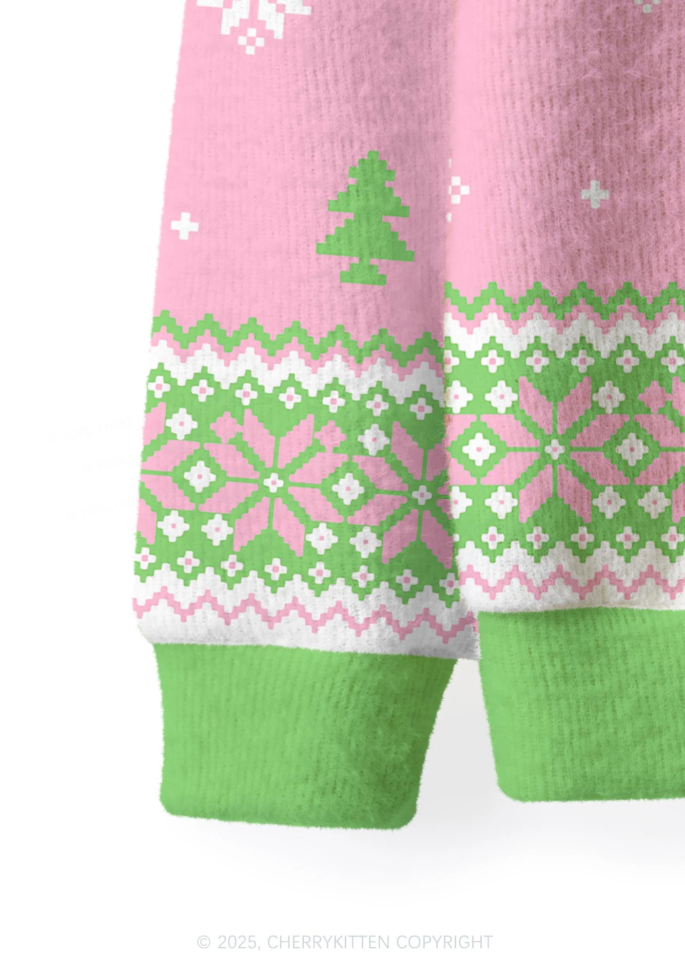 Pink Santa Y2K Christmas Cardigan Knit Sweatshirt Cherrykitten - Image 4