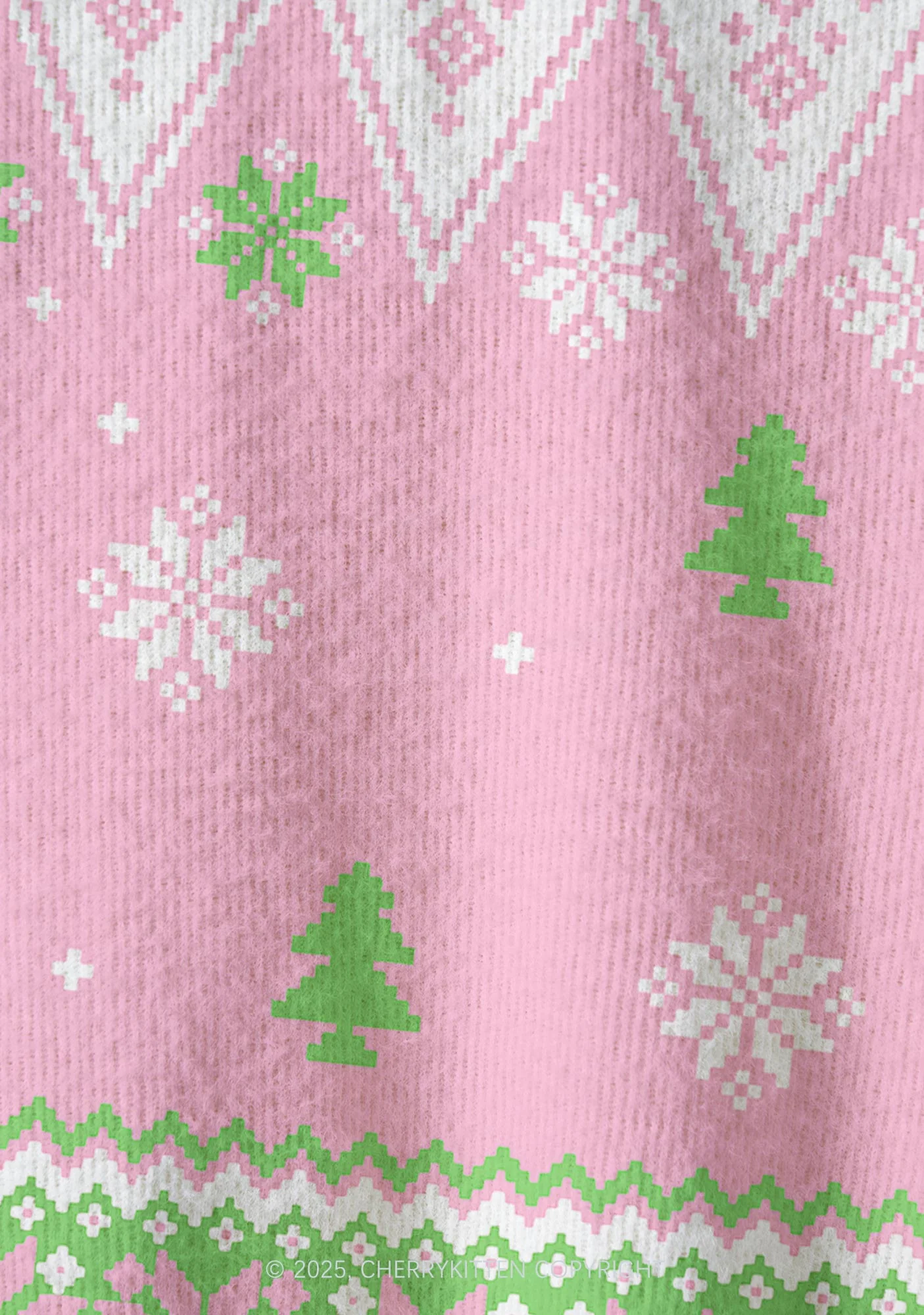 Pink Santa Y2K Christmas Cardigan Knit Sweatshirt Cherrykitten - Image 5