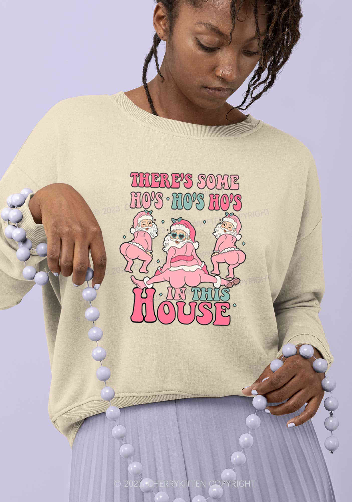 Pink Santas Christmas Y2K Sweatshirt Cherrykitten - Image 2
