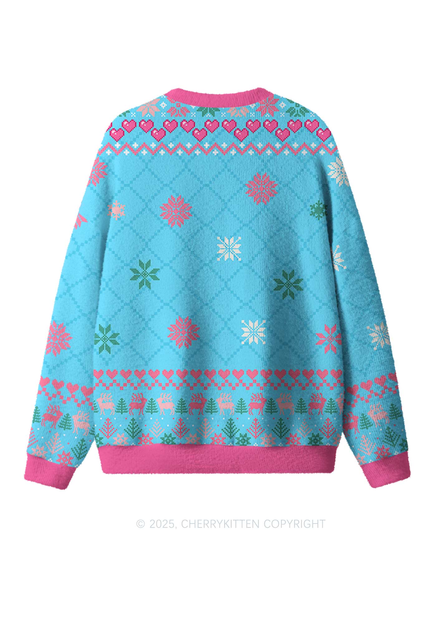 Pink Santas Y2K Christmas Knit Sweatshirt Cherrykitten - Image 2