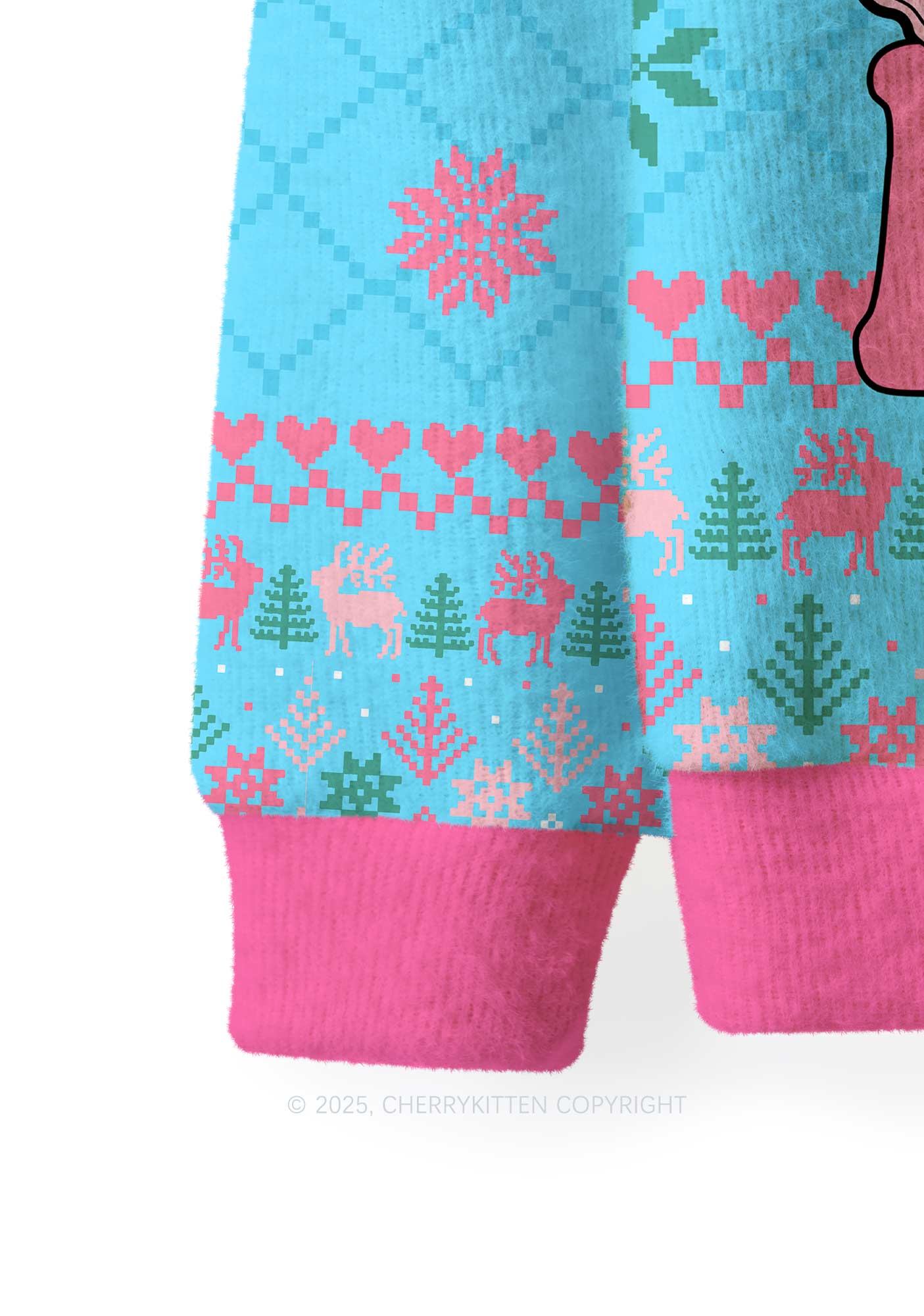 Pink Santas Y2K Christmas Knit Sweatshirt Cherrykitten - Image 4