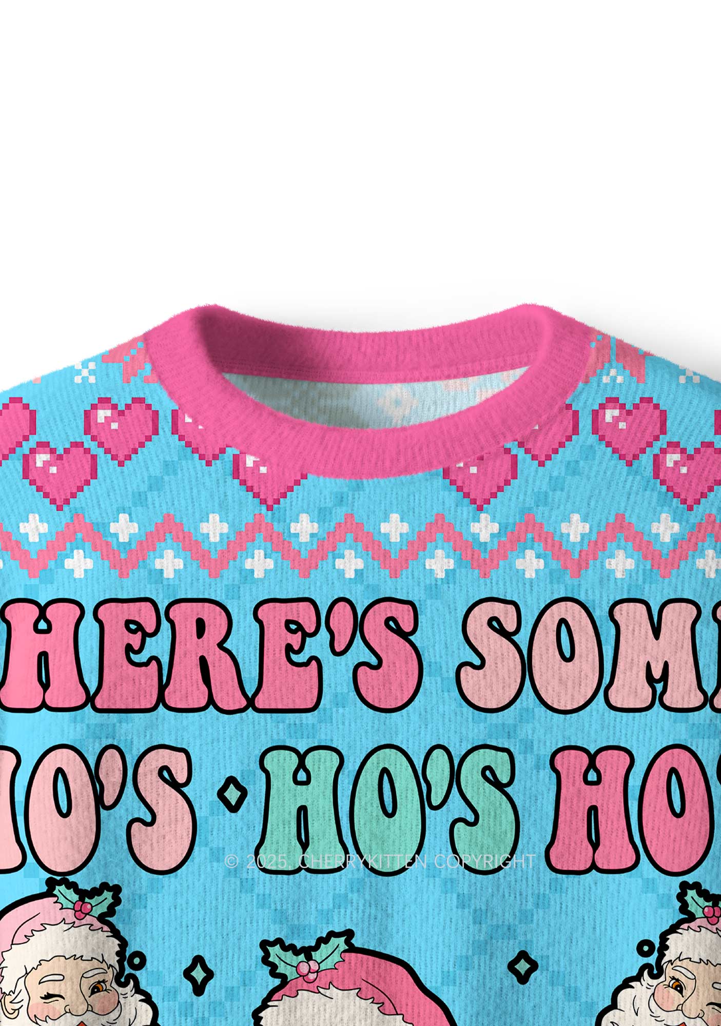 Pink Santas Y2K Christmas Knit Sweatshirt Cherrykitten - Image 5