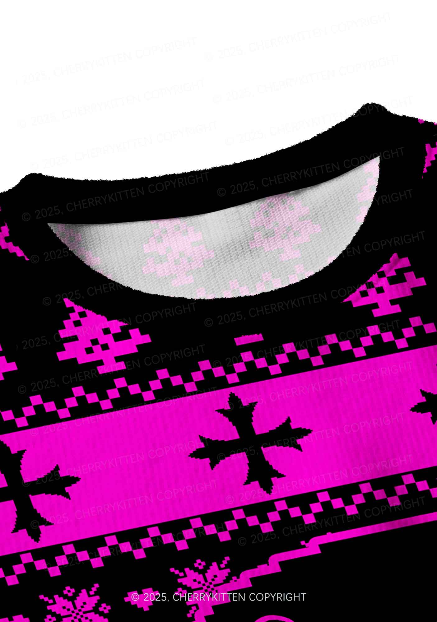 Pink Scissor Pride Y2K Christmas Crop Knit Sweatshirt Cherrykitten - Image 4