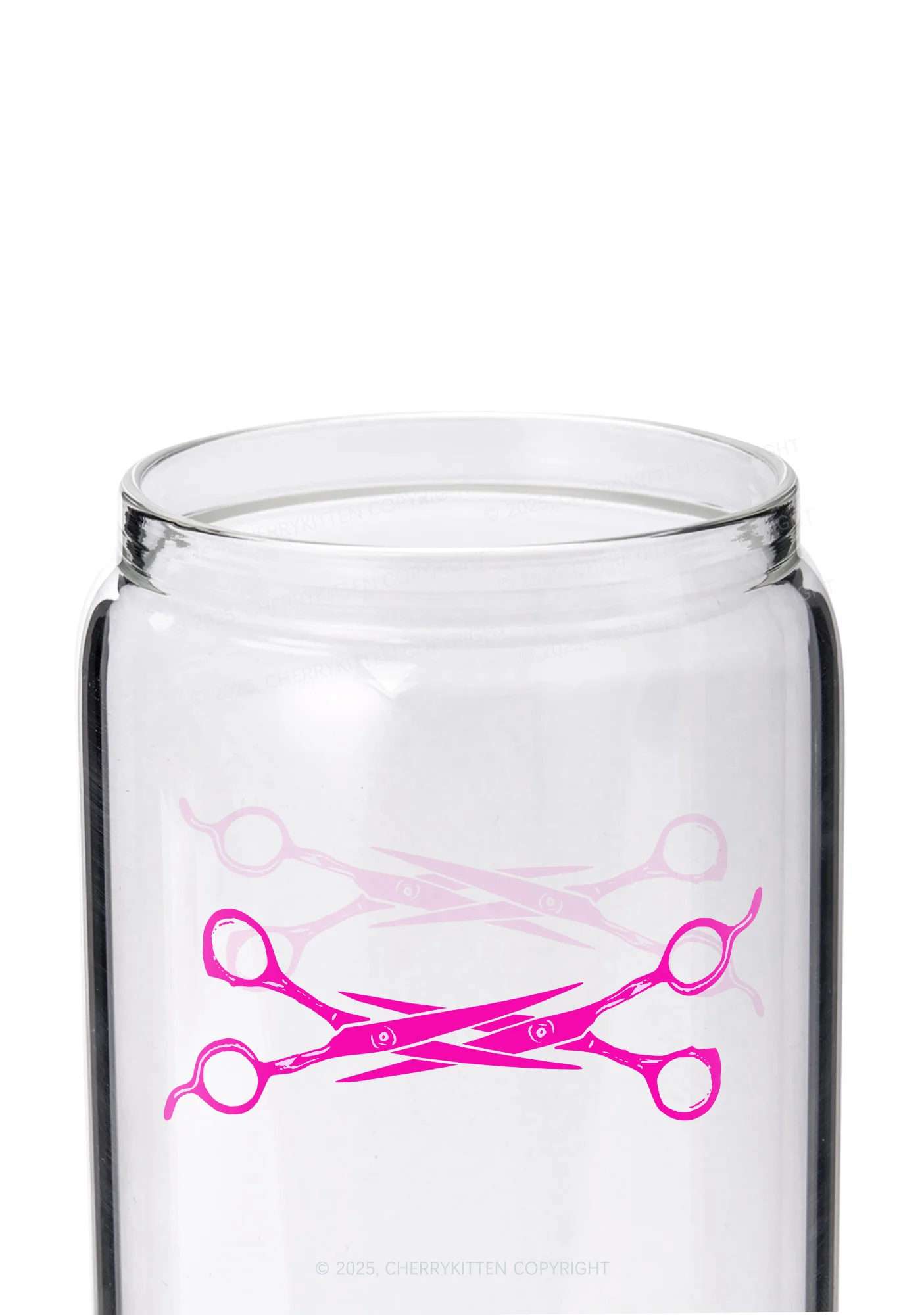 Pink Scissor Pride Y2K Printed Glass Cup Cherrykitten - Image 2