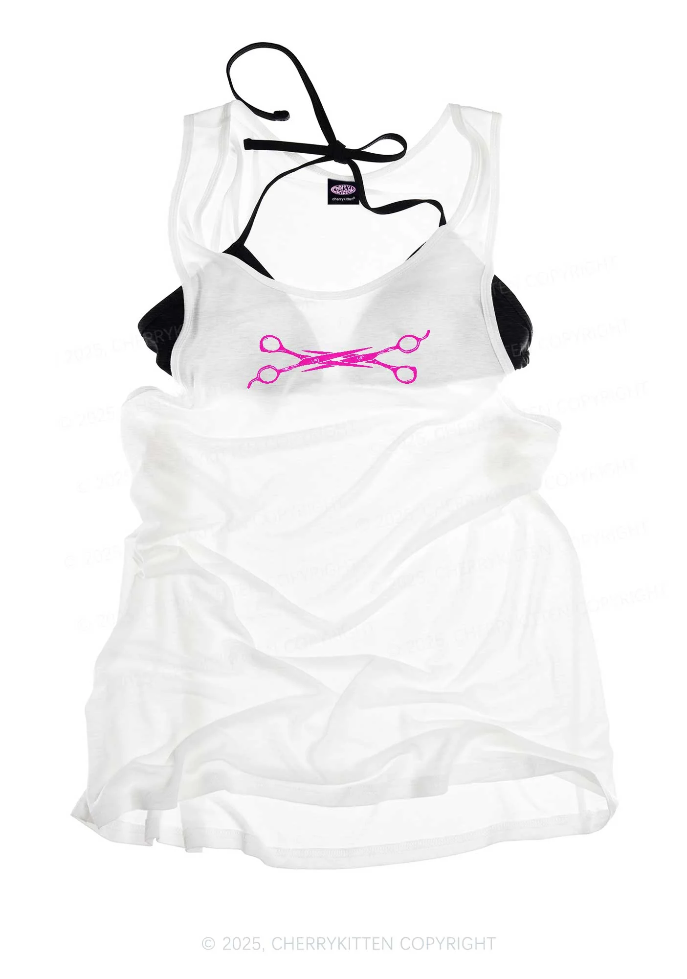 Pink Scissor Pride Y2K Sheer Boyfriend Tank Cherrykitten - Image 3