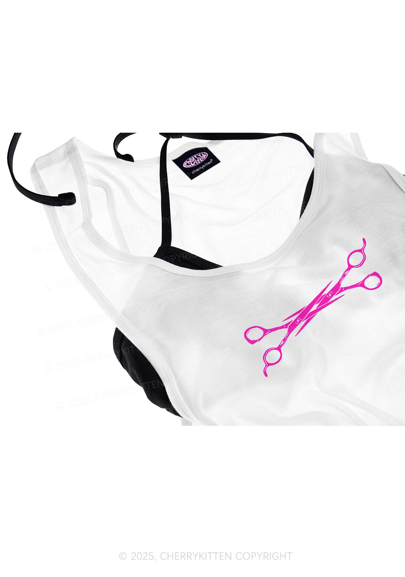 Pink Scissor Pride Y2K Sheer Boyfriend Tank Cherrykitten - Image 4