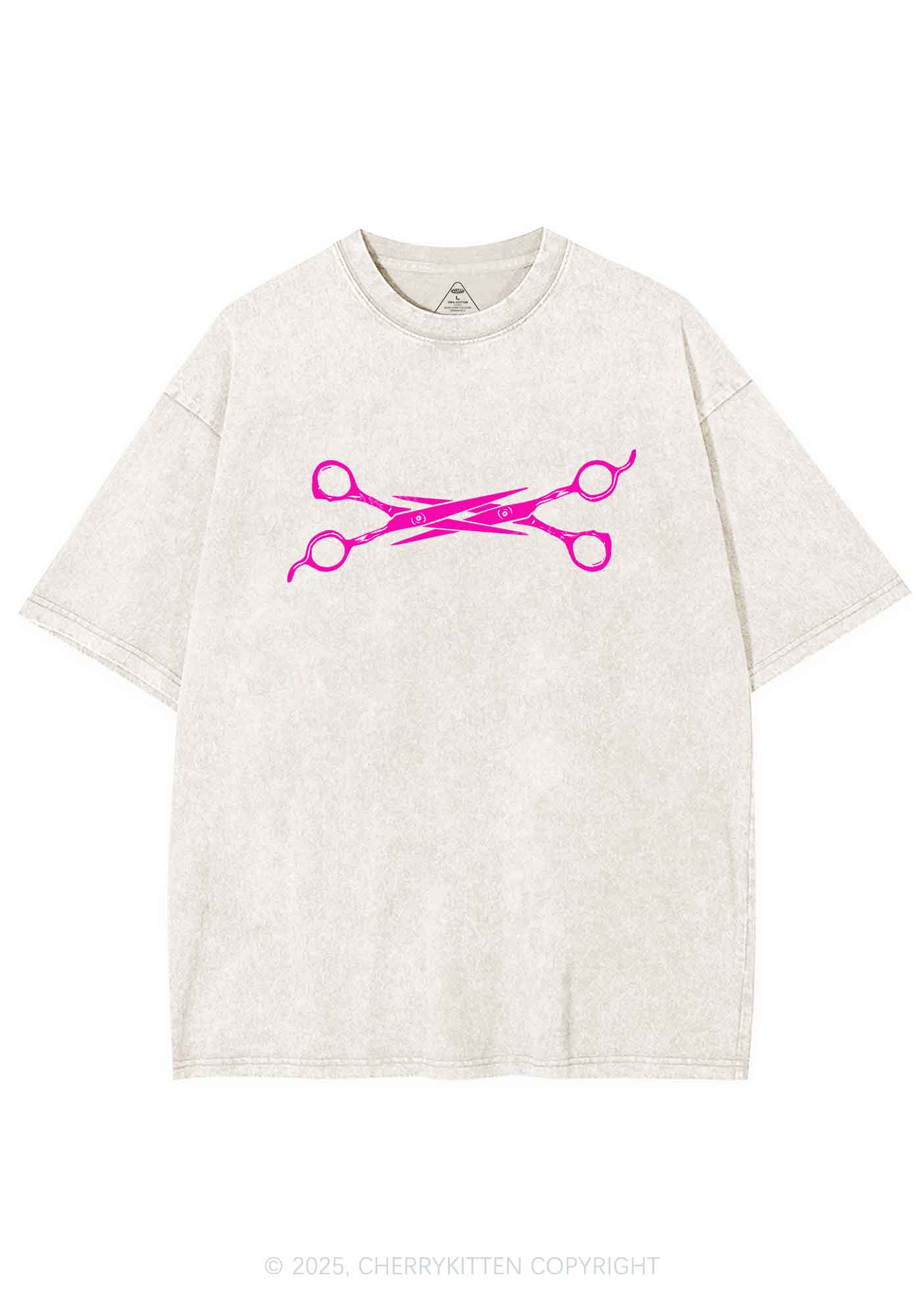 Pink Scissor Y2K Shirts Washed Tee Cherrykitten - Image 3
