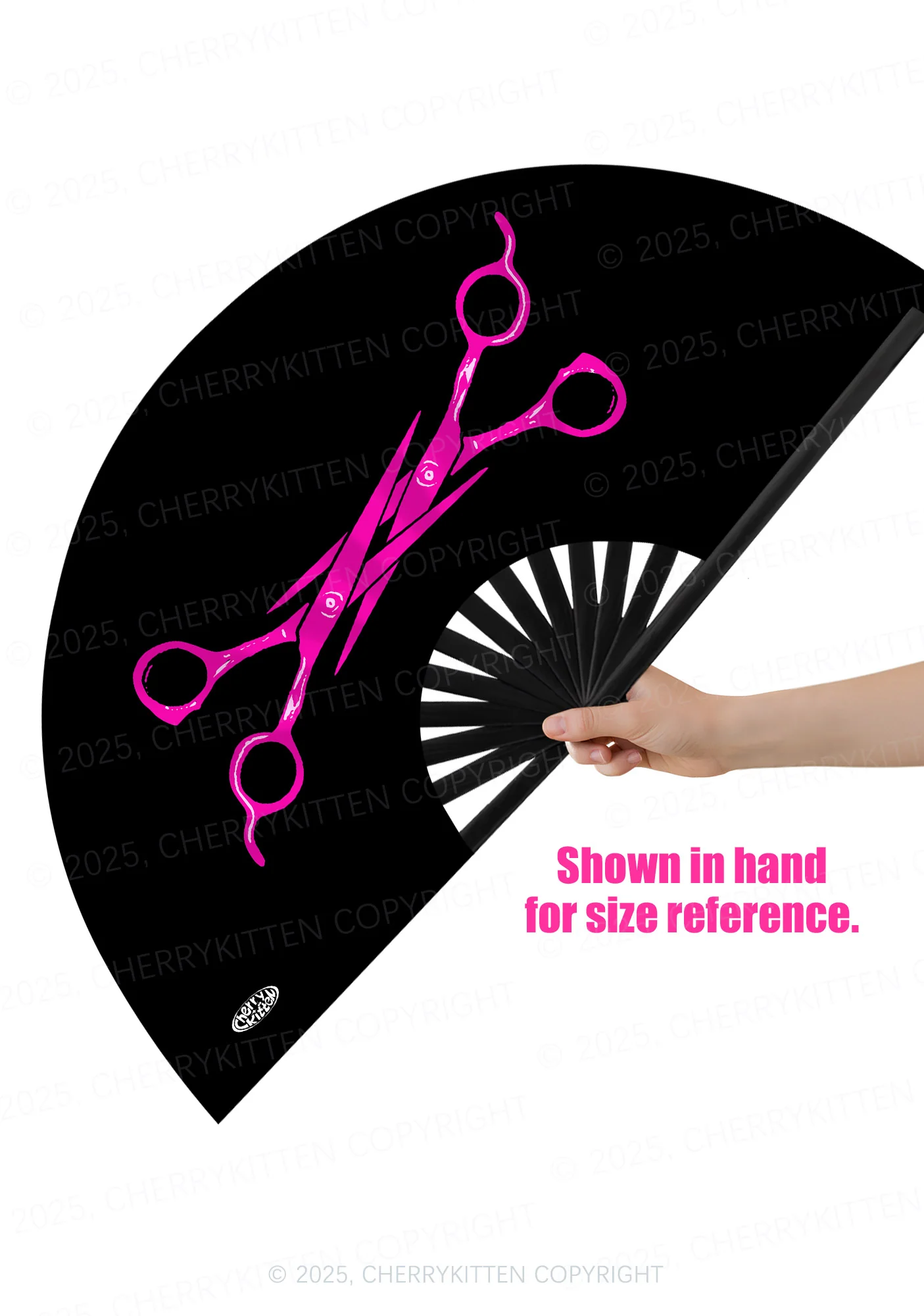 Pink Scissors Pride Y2K Rave Hand Fan Cherrykitten - Image 2