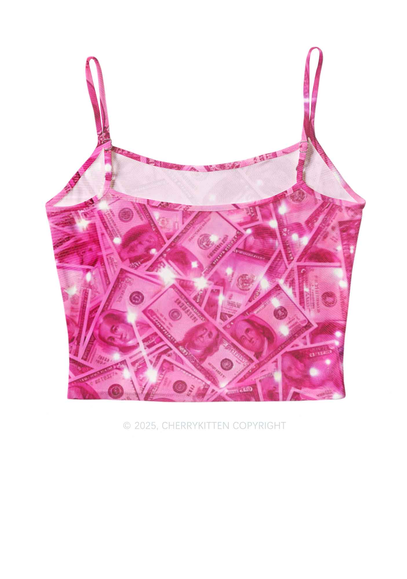 Pink Shiny Money Y2K Mesh Cami Tank Cherrykitten - Image 2