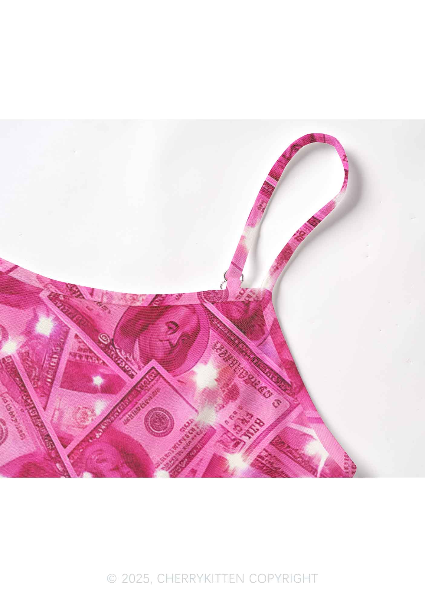 Pink Shiny Money Y2K Mesh Cami Tank Cherrykitten - Image 4