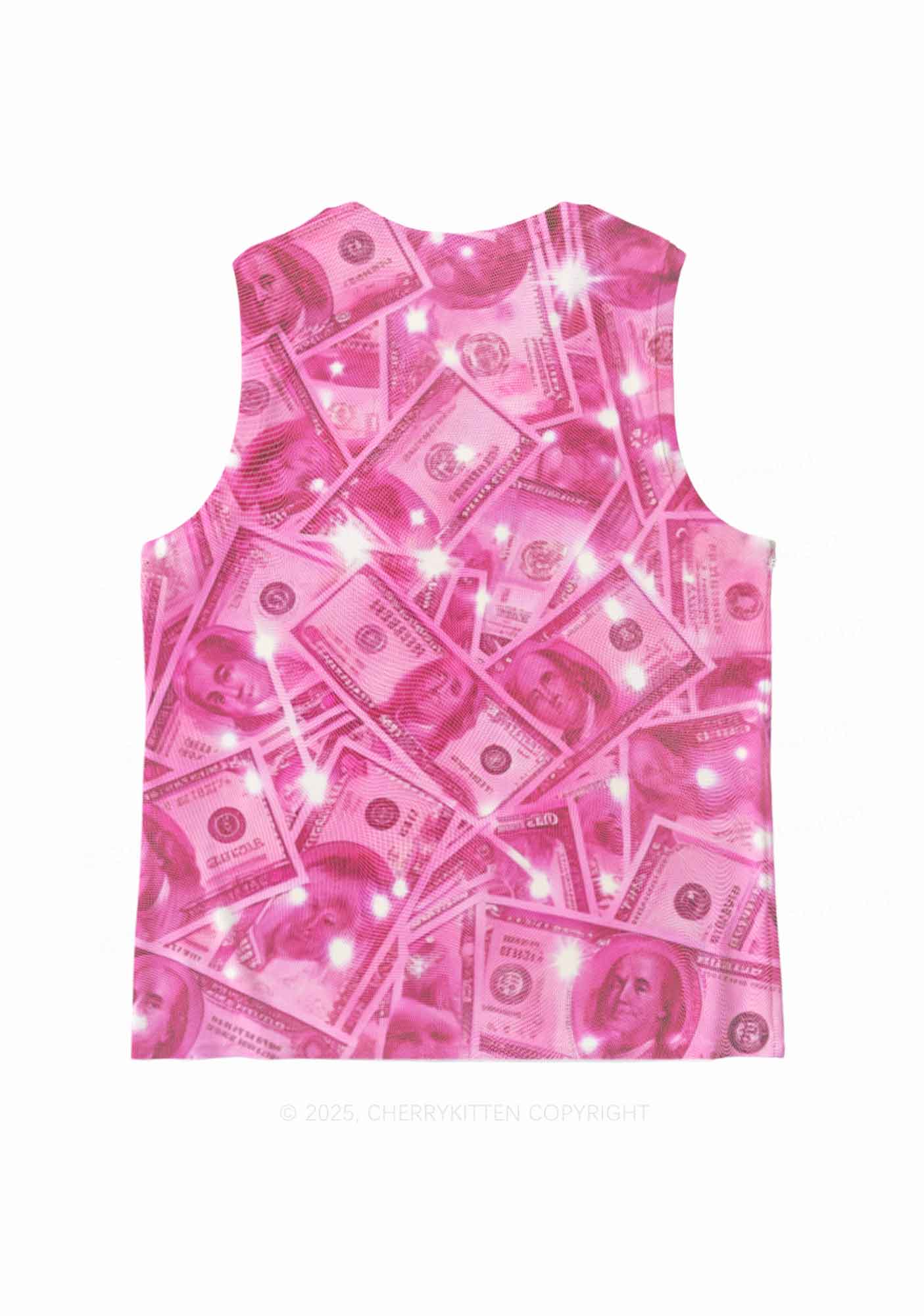 Pink Shiny Money Y2K Mesh Muscle Tank Cherrykitten - Image 3