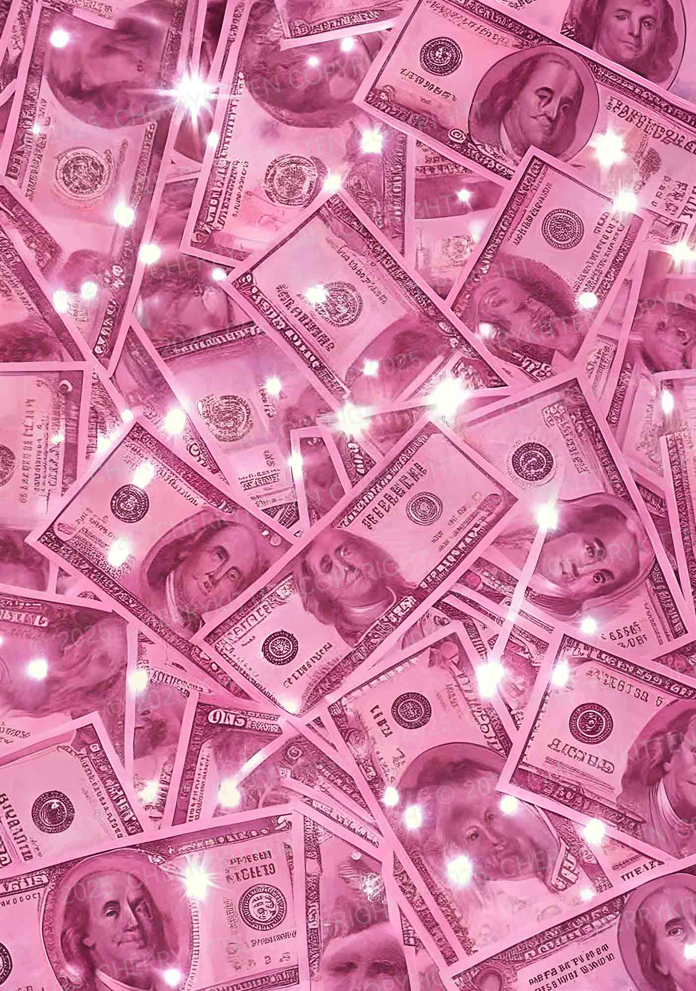 Pink Shiny Money Y2K Print Mini Skirt Cherrykitten - Image 2