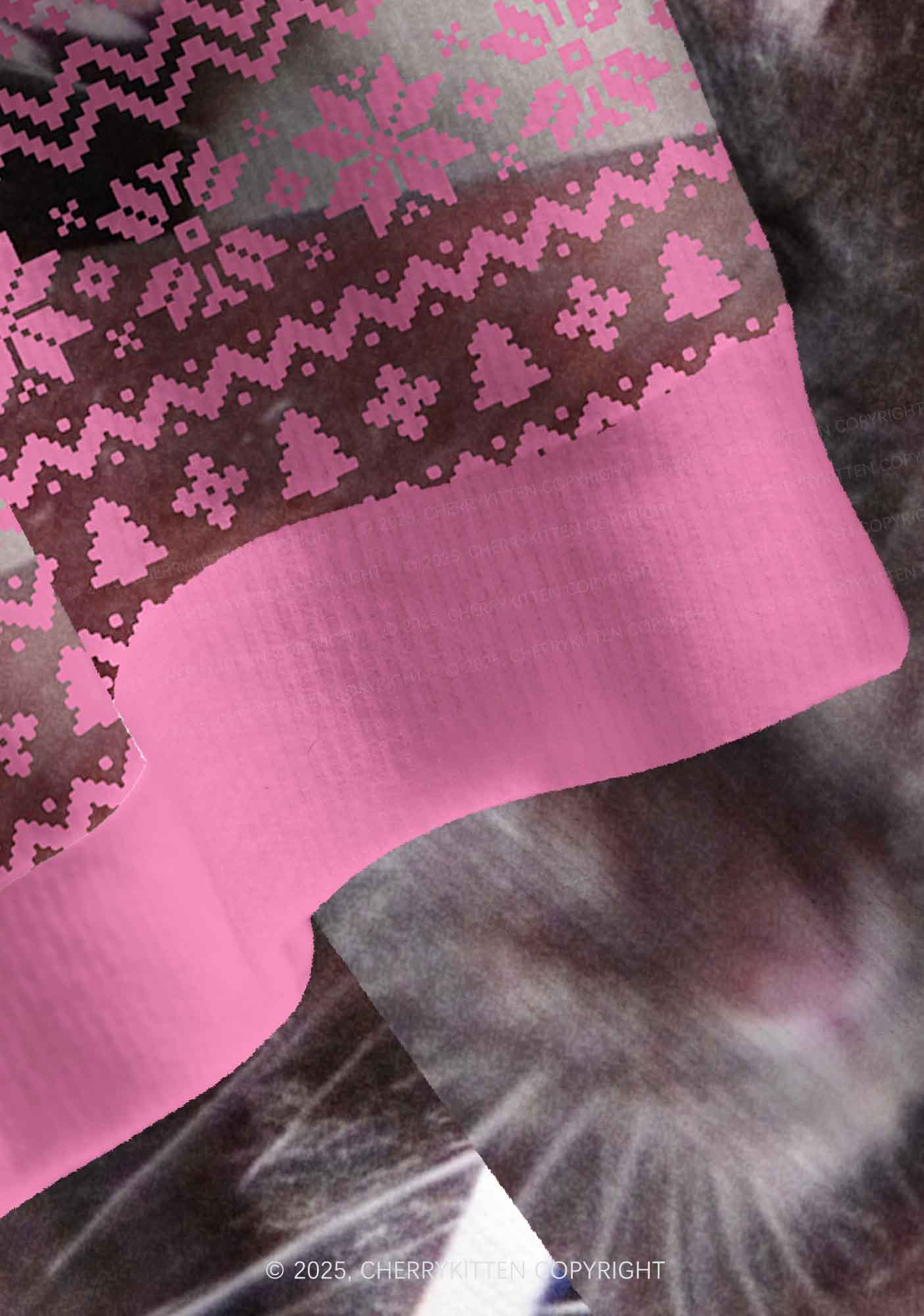 Pink Smoking Rats Y2K Christmas Cardigan Knit Sweatshirt Cherrykitten - Image 4
