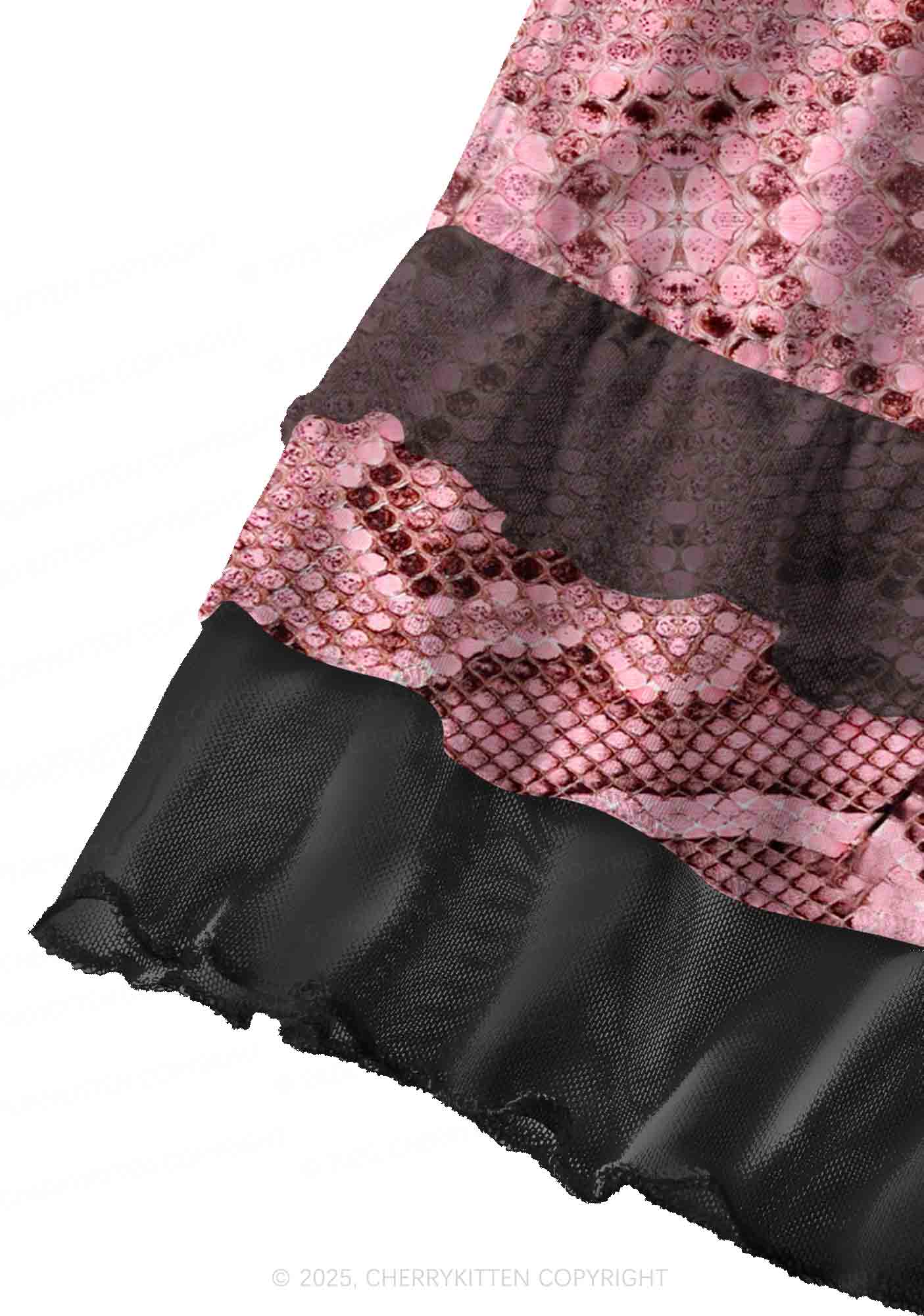 Pink Snake Texture Y2K Print Mini Layered Skirt Cherrykitten - Image 3