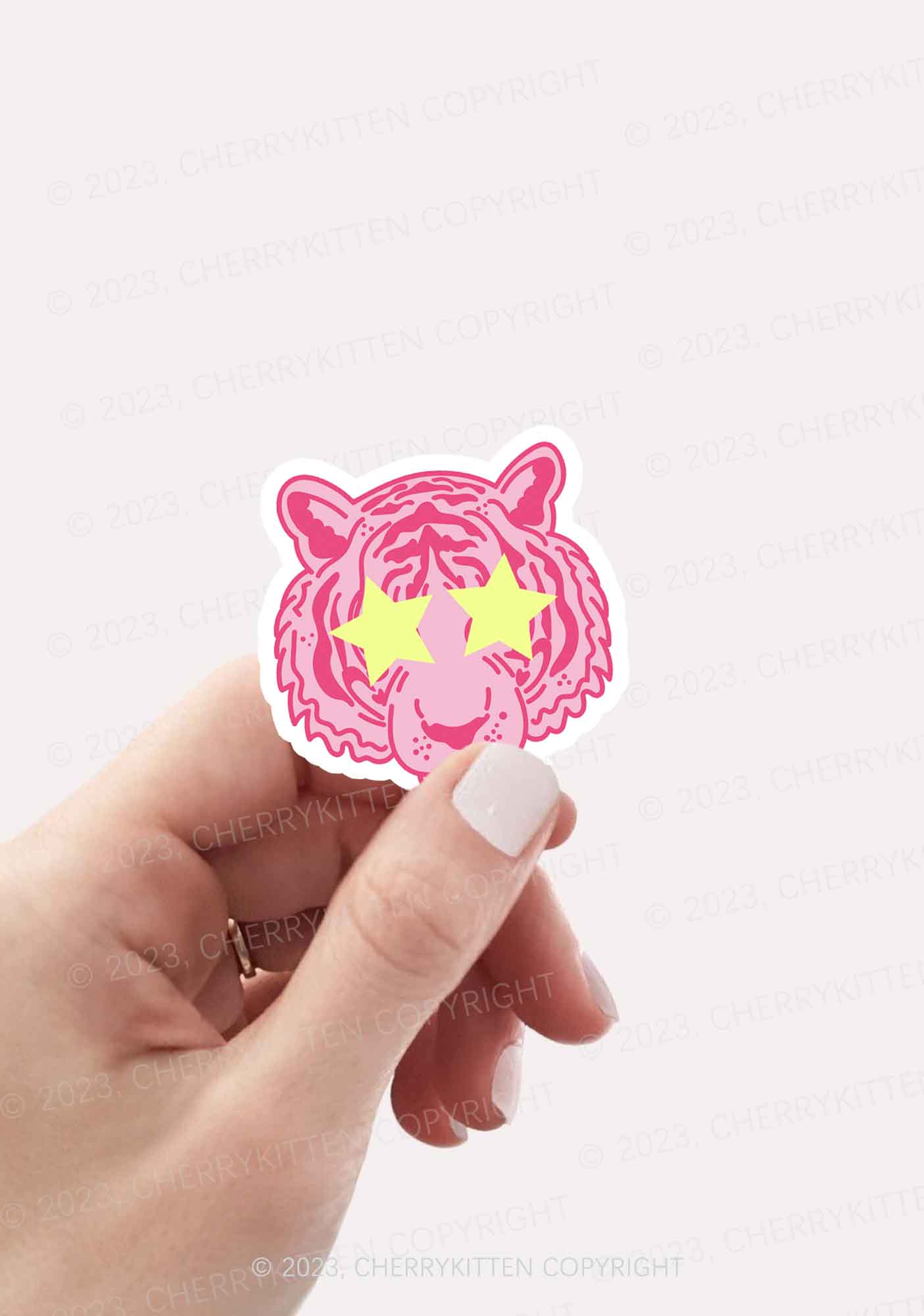Pink Sparkle Tiger 1Pc Y2K Sticker Cherrykitten - Image 2