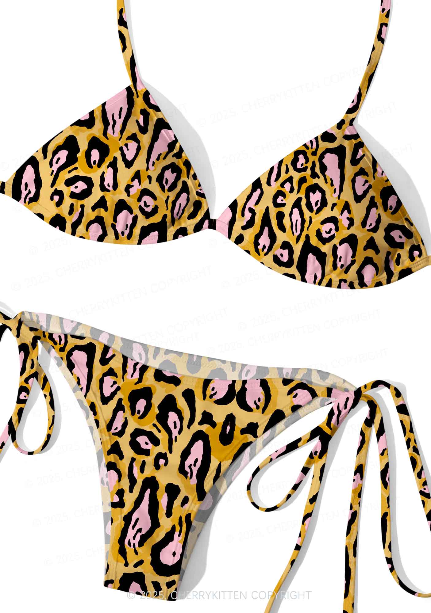 Pink Spotted Leopard Y2K Print Bikini Set Cherrykitten - Image 3