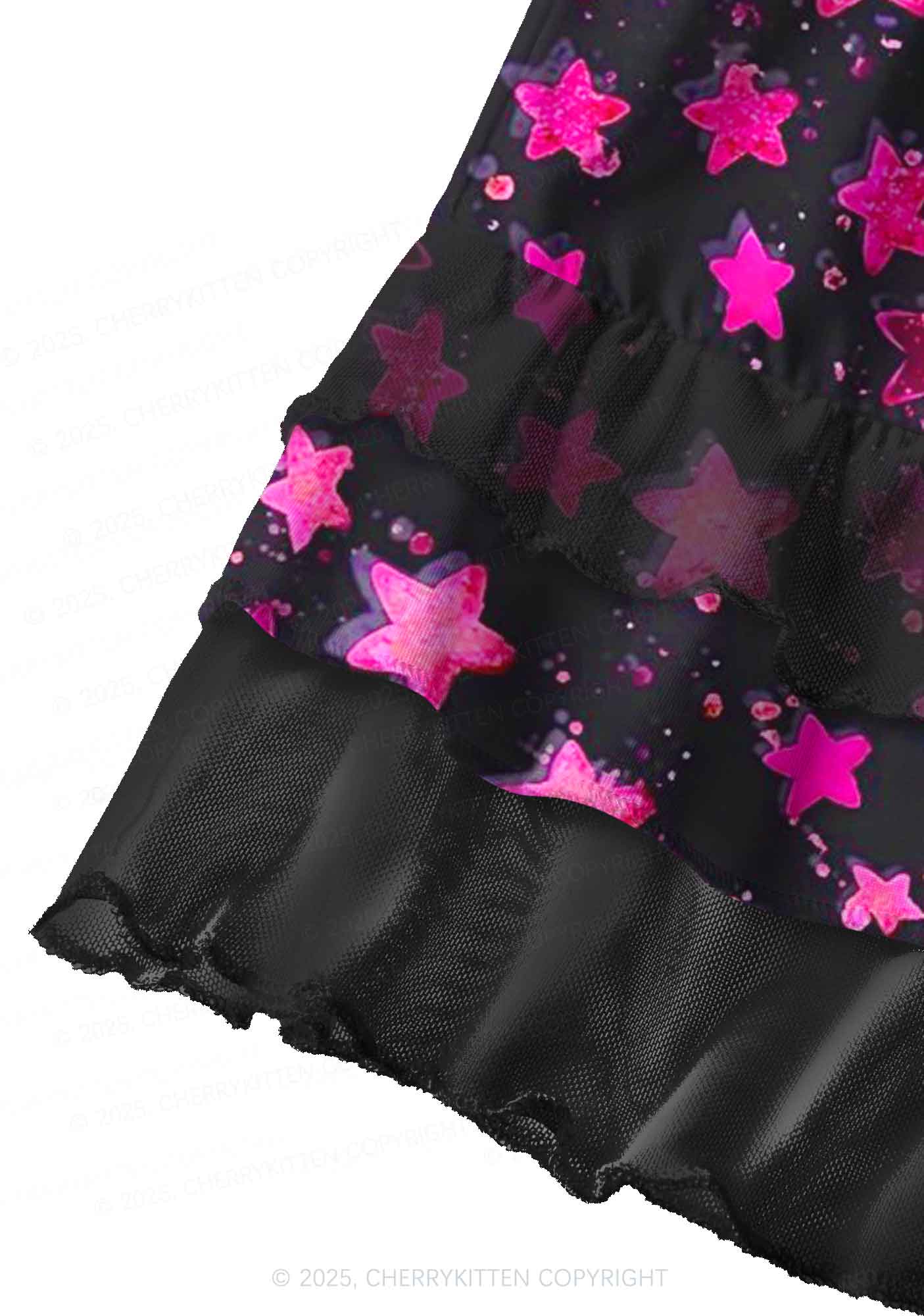 Pink Starry Y2K Print Mini Layered Skirt Cherrykitten - Image 3