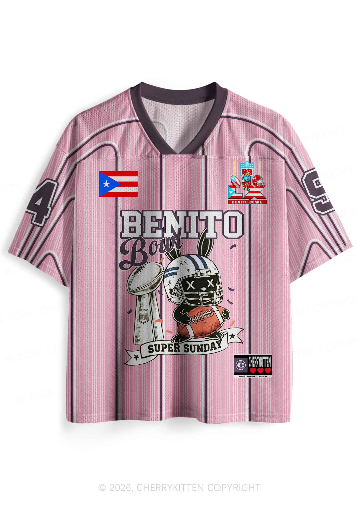 Pink Stripes Bunny Y2K Sport Jersey Shirts Cherrykitten - Image 4