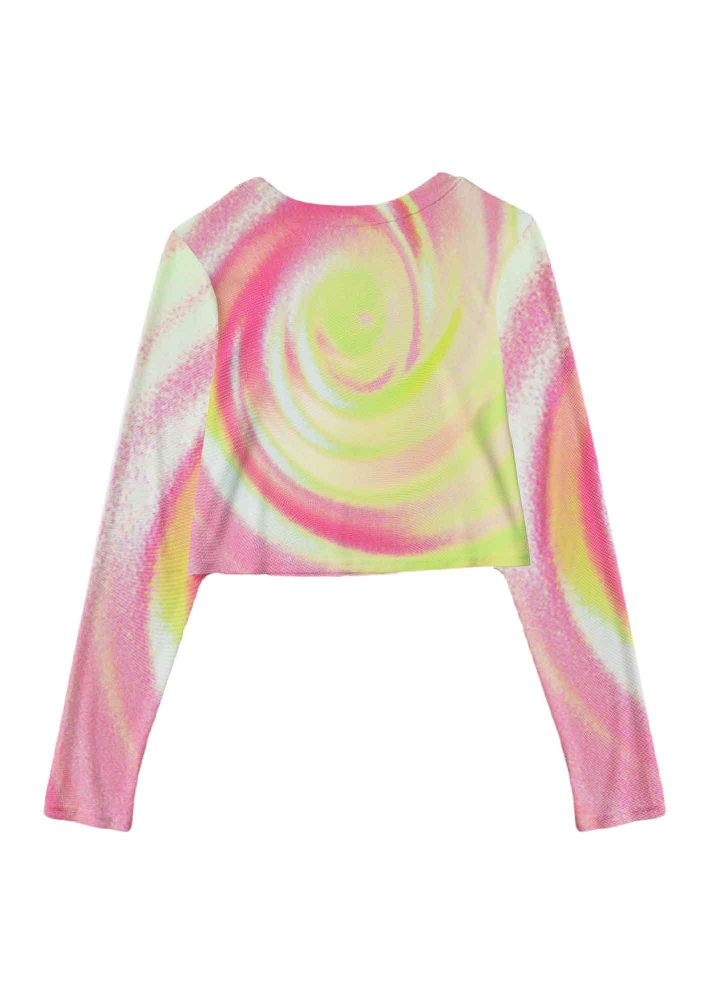 Pink Swirl Y2K Mesh Long Sleeve Crop Top Cherrykitten - Image 3