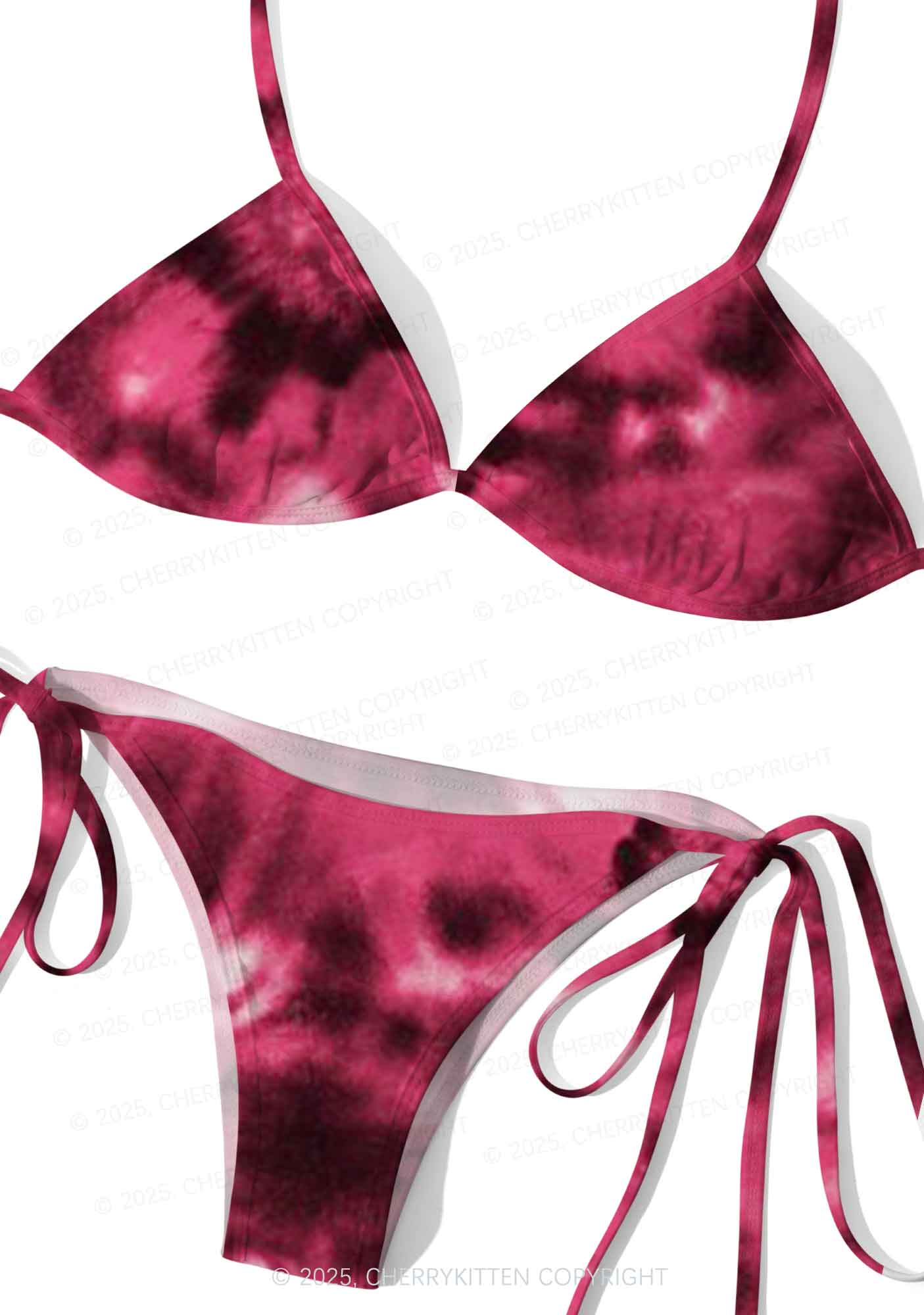 Pink Tie Dye Y2K Print Bikini Set Cherrykitten - Image 3