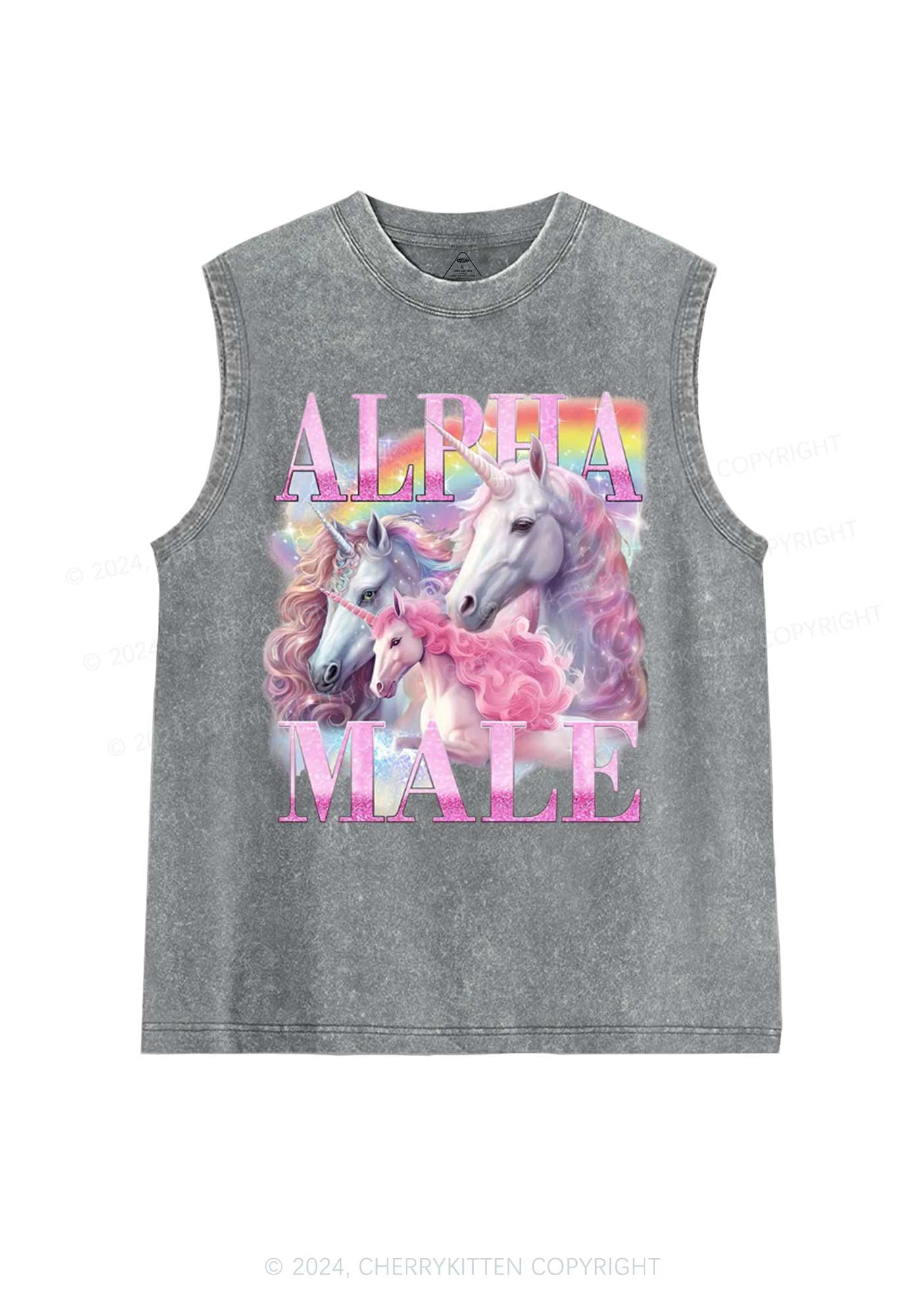 Pink Unicorn Alpha Male Y2K Washed Tank Cherrykitten - Image 5