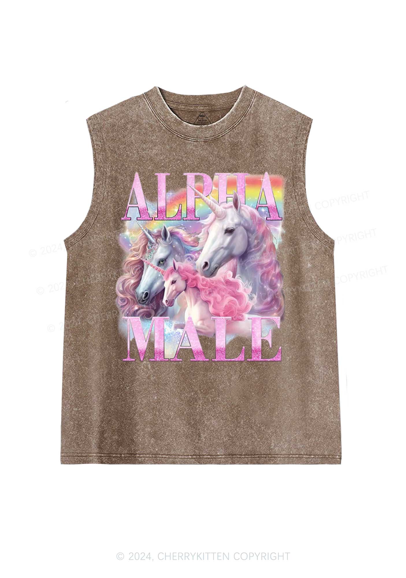 Pink Unicorn Alpha Male Y2K Washed Tank Cherrykitten - Image 6