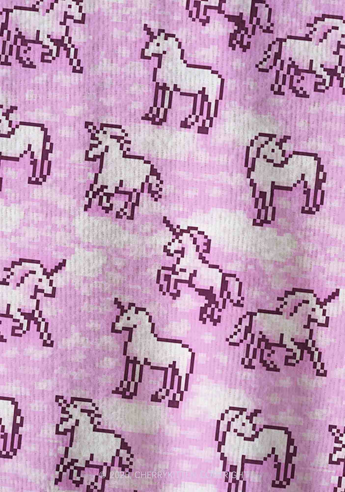 Pink Unicorn Y2K Christmas Cardigan Knit Sweatshirt Cherrykitten - Image 5