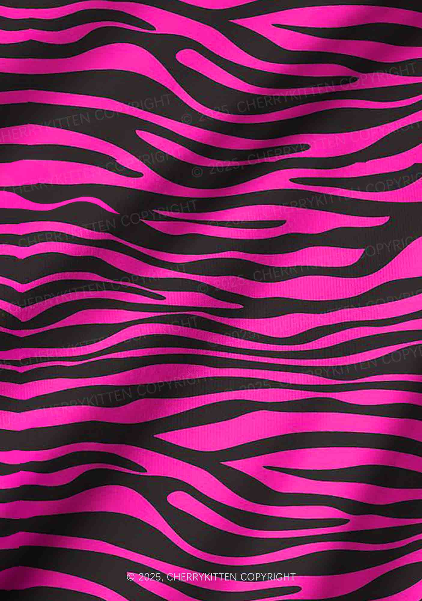 Pink Wave Y2K Print Long Sleeve Pajama Set Cherrykitten - Image 3